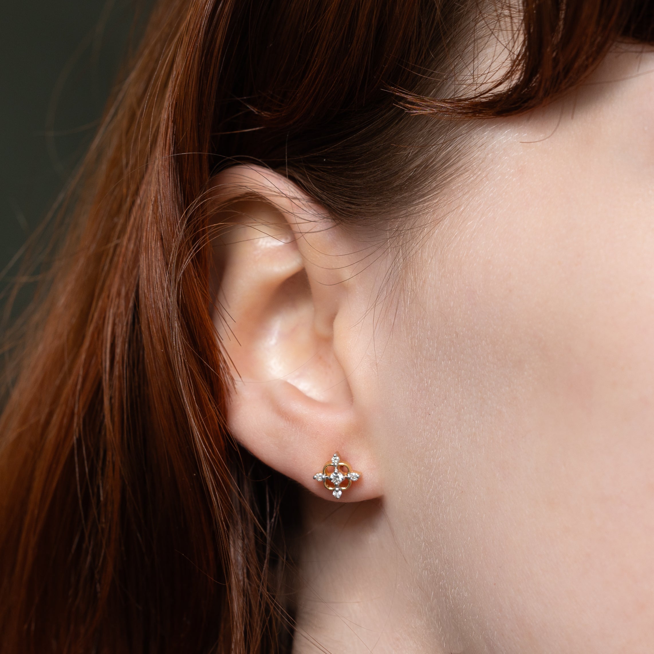 Diamond X Cluster Stud Earrings | 0.13ctw