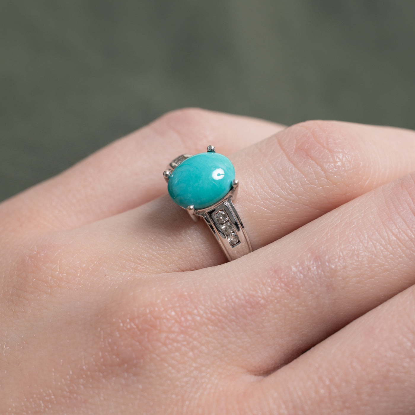Turquoise & Diamond Accented Ring | 2.7ct, 0.1ctw | SZ 4.75 |