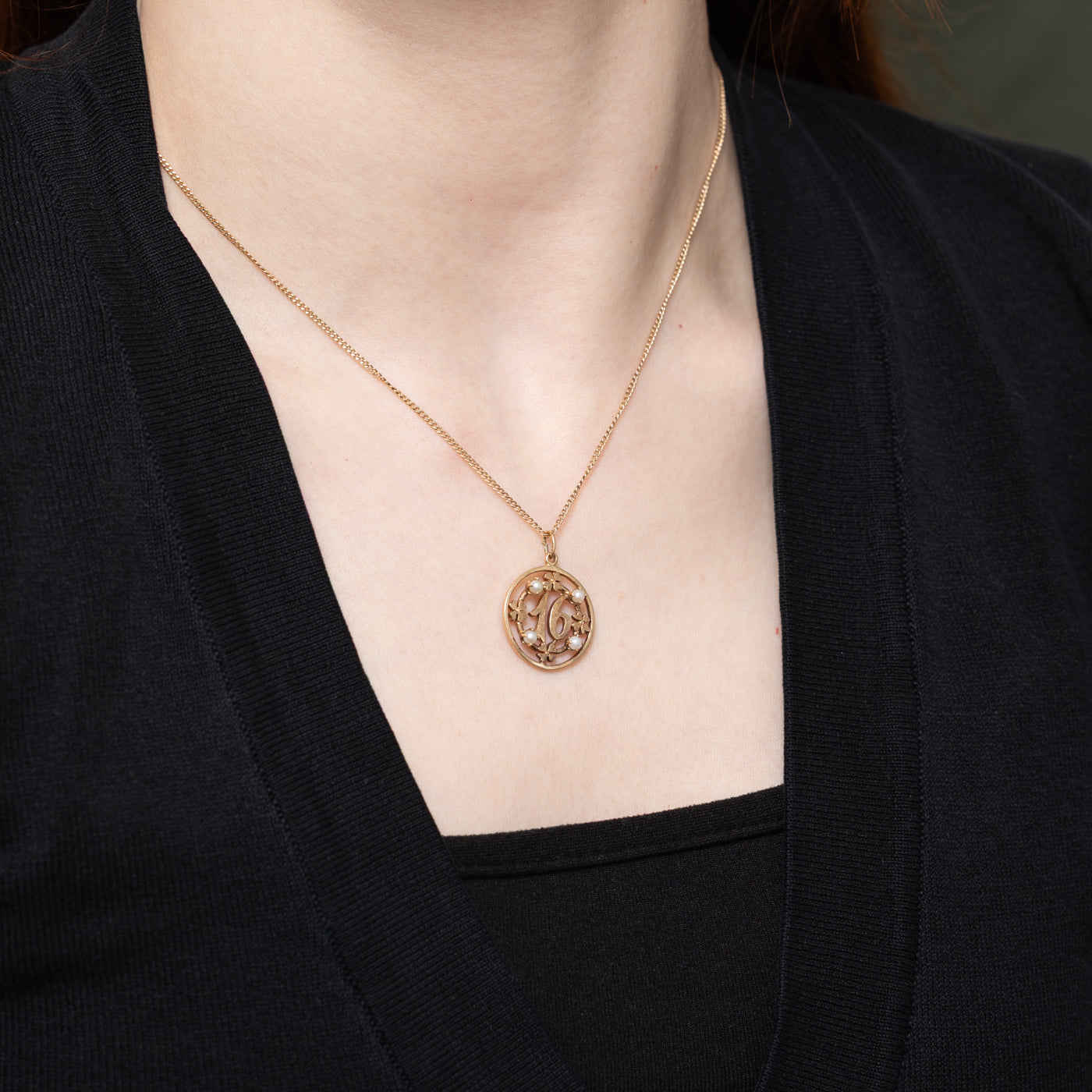 Pearl "16" Floral Pendant