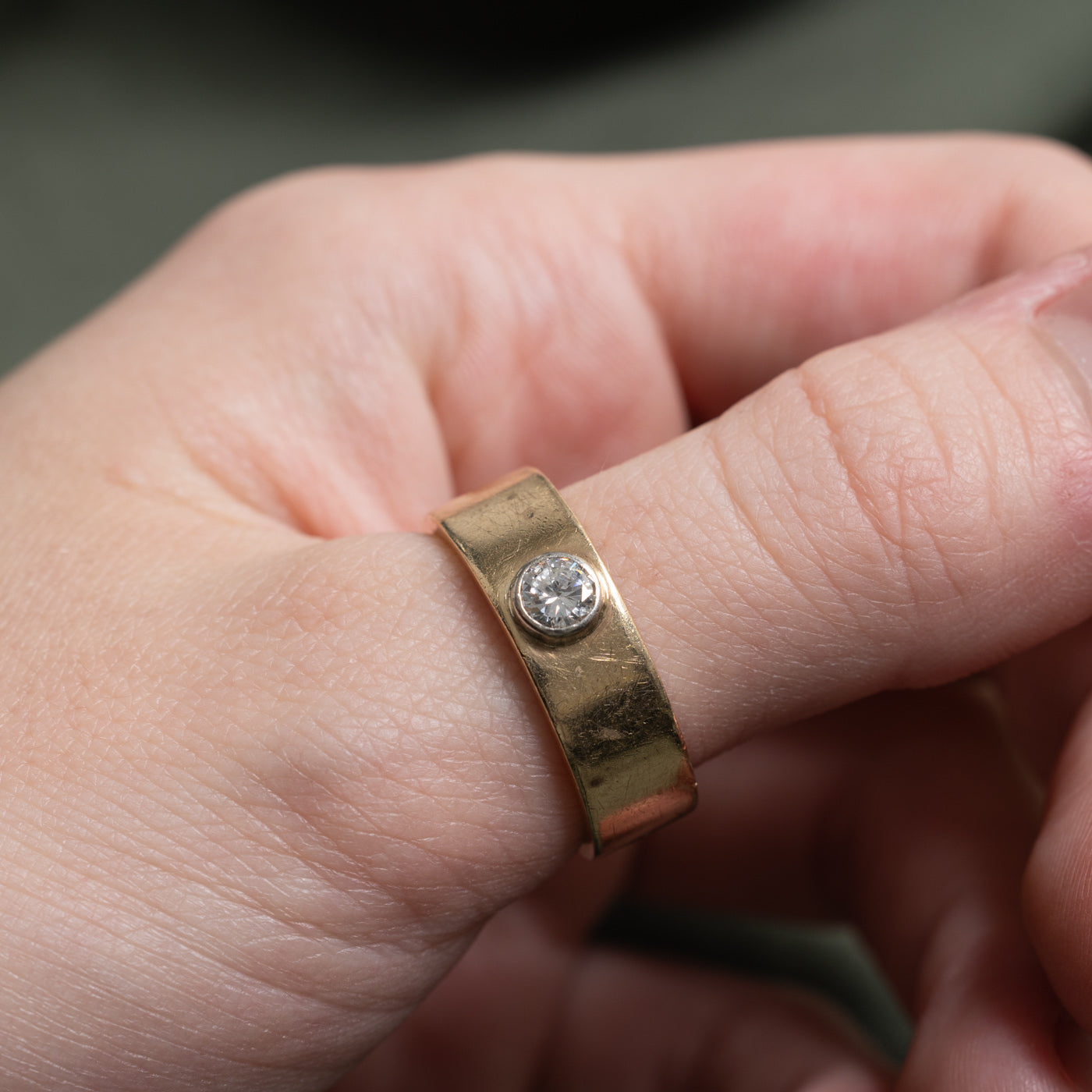 Bezel Set Solitaire Diamond Band | 0.4ct | SZ 10.25 |