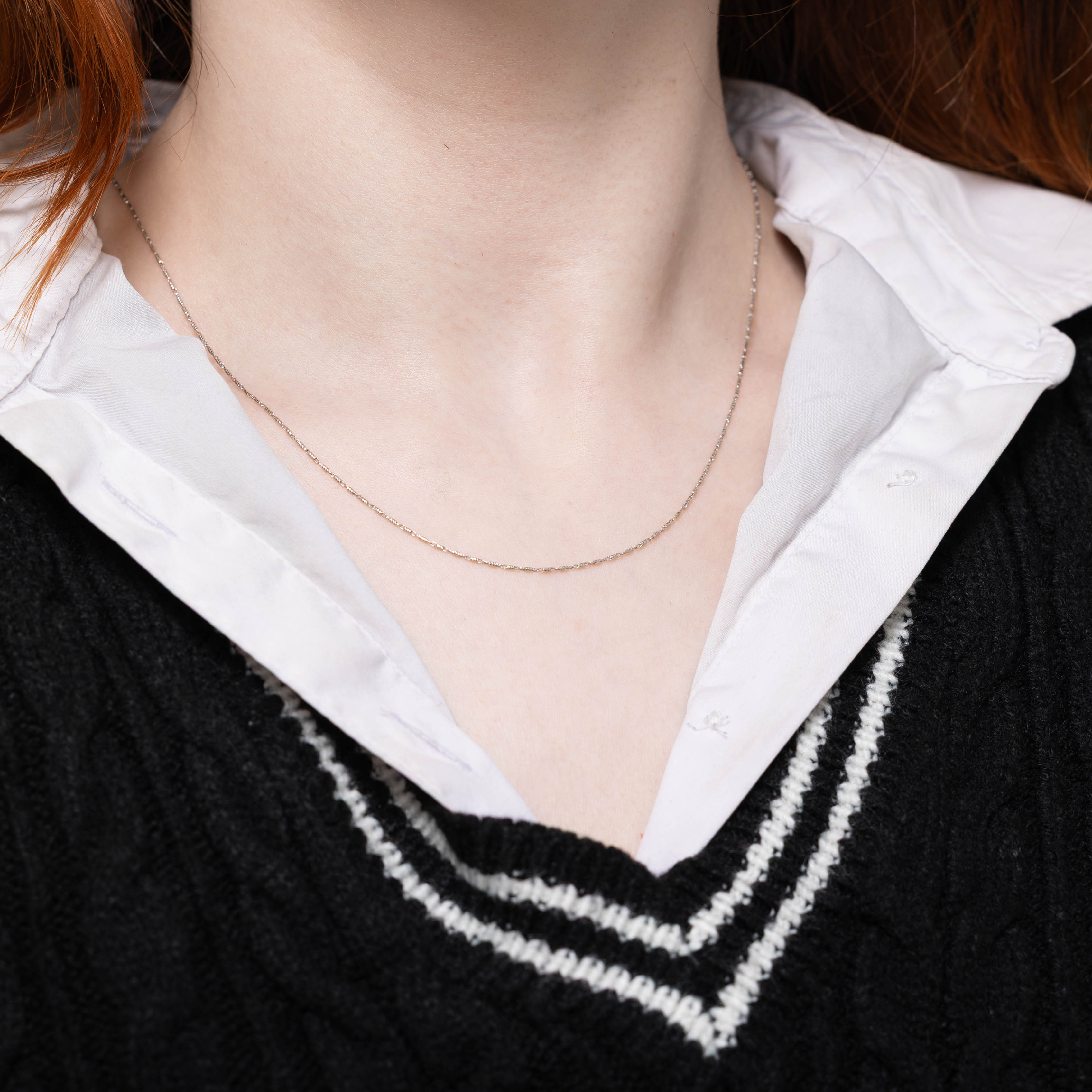 14k White Gold Anchor Link Chain | 18.5” | 0.9mm