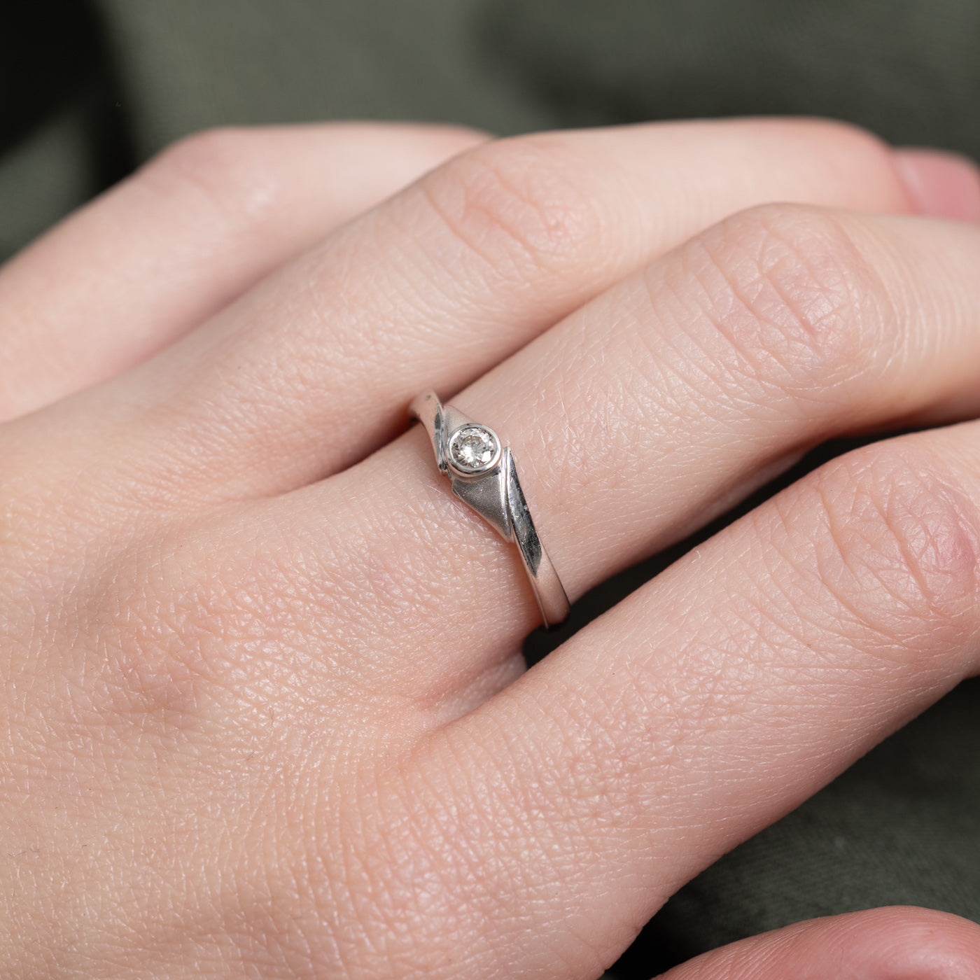 18k Bezel Set Diamond Bypass Ring | 0.12ct | SZ 6.25 |