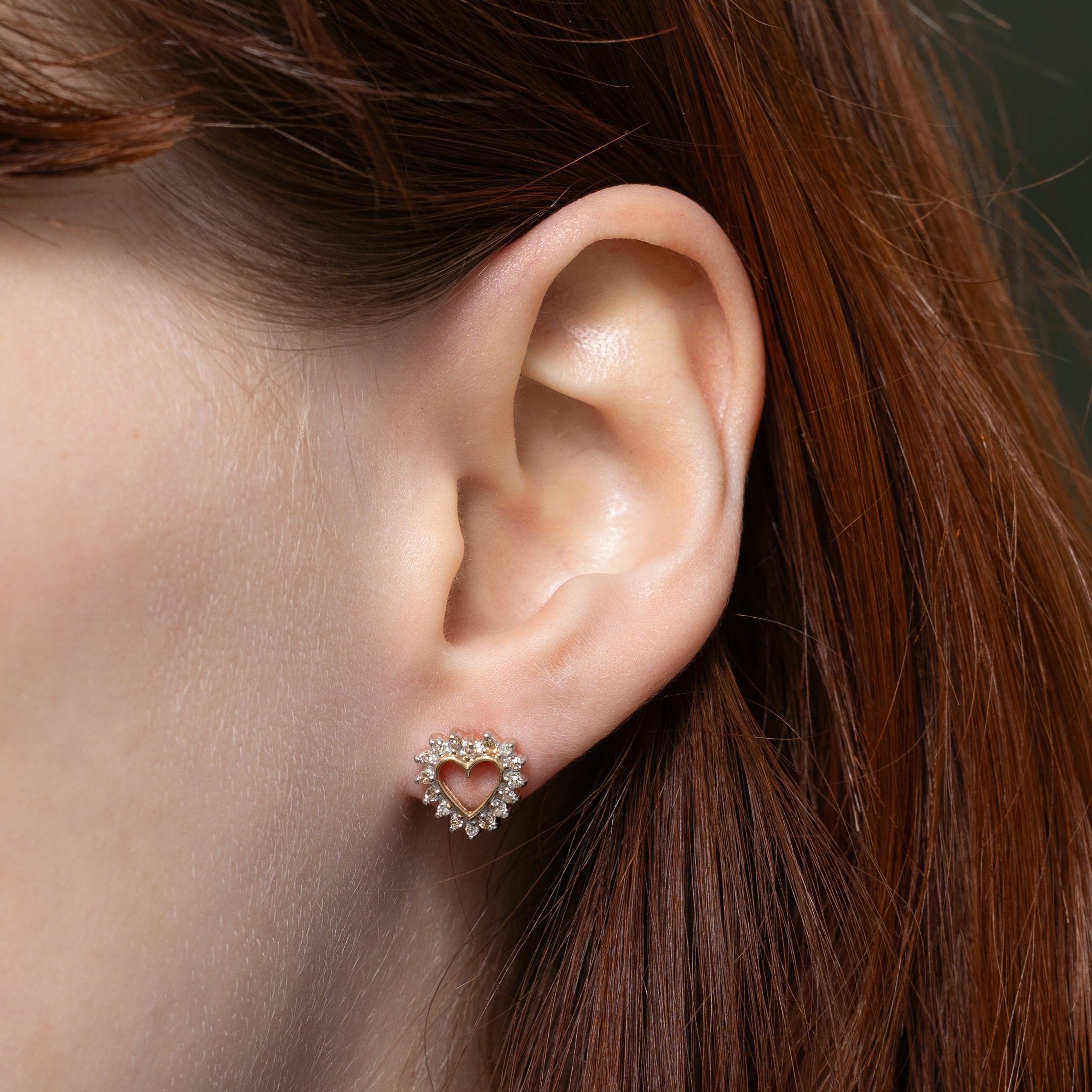 Diamond Petal Open Heart Stud Earrings | 0.28ctw