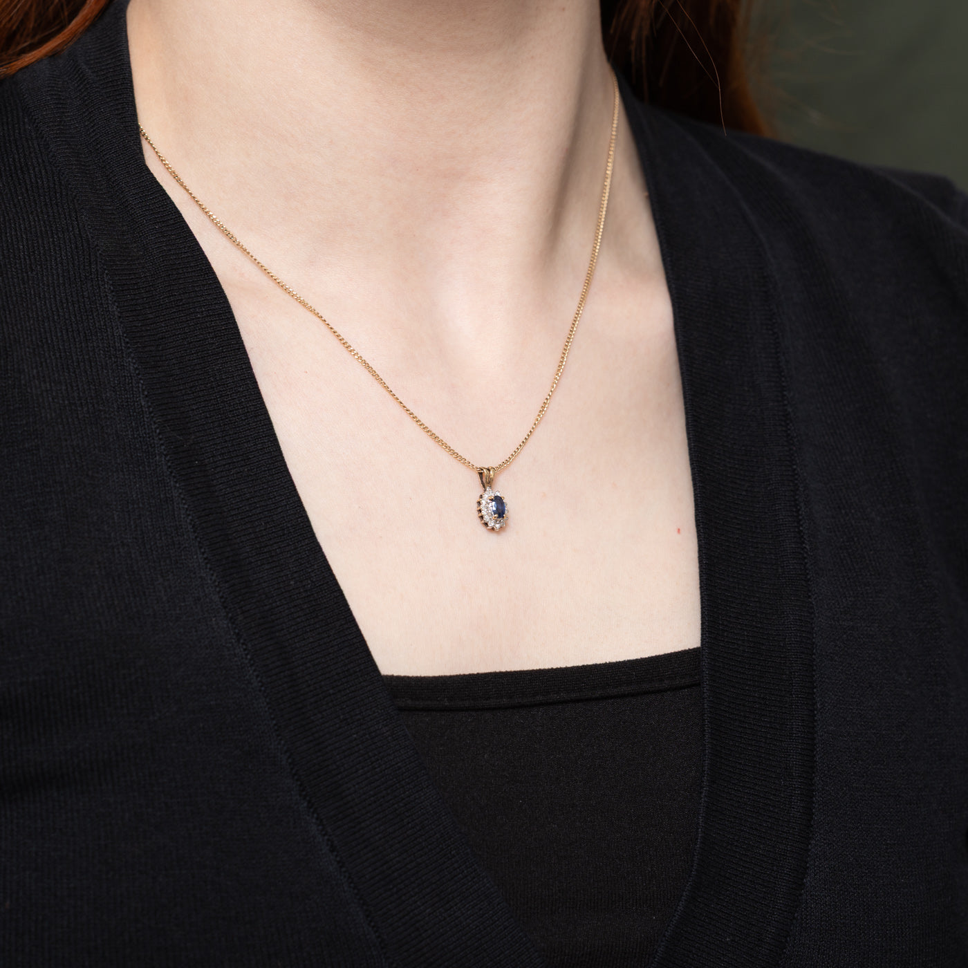 Pendentif halo saphir et diamant