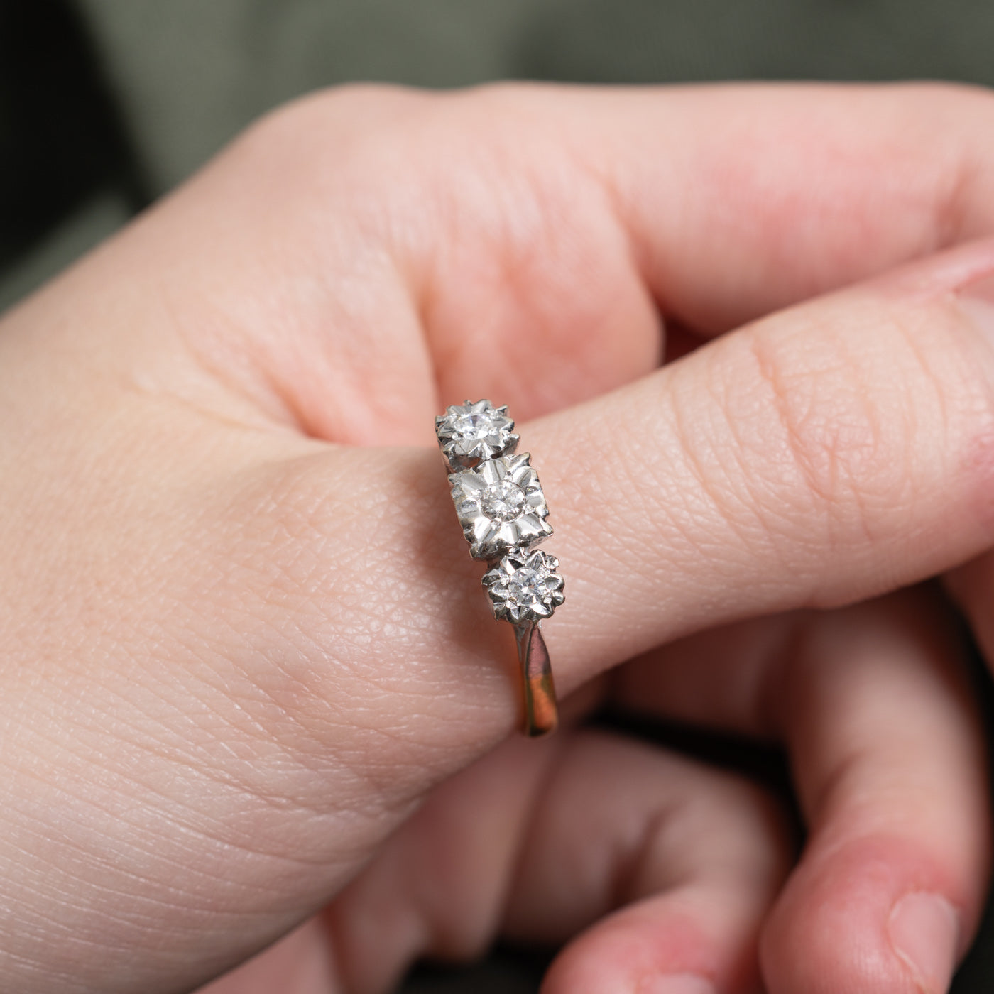 Three Stone Illusion Set Diamond Ring | 0.18ctw | SZ 9.5 |