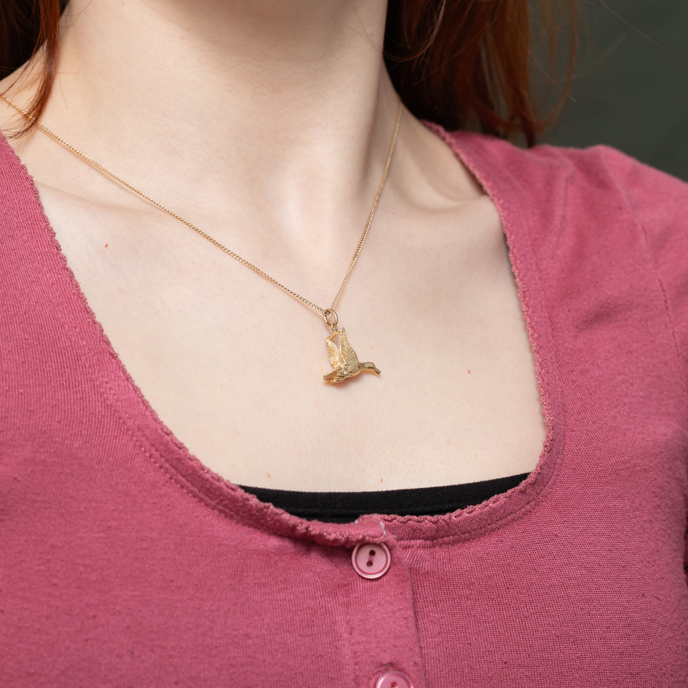 14k Yellow Gold Bird Charm