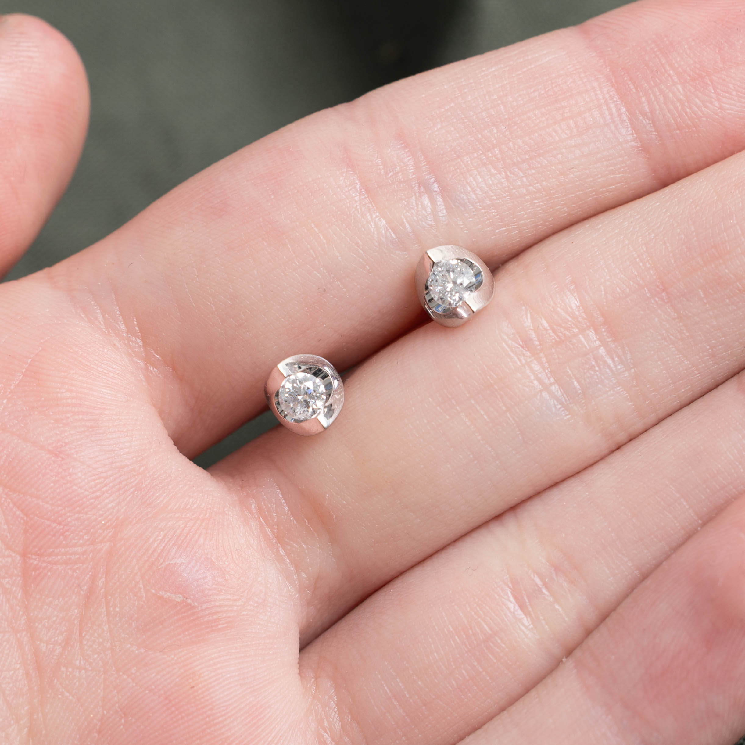 10k Tension Set Diamond Studs | 0.32ctw
