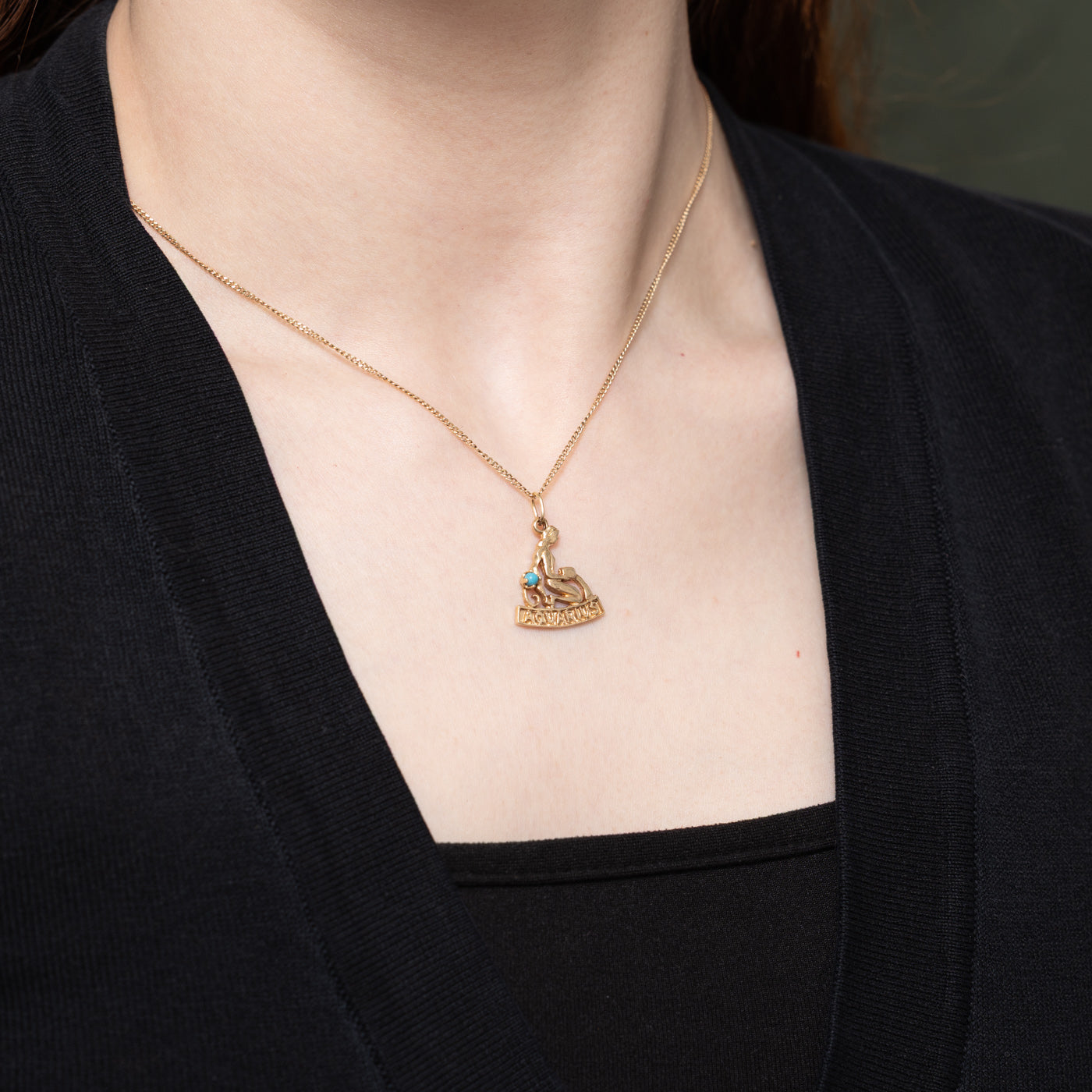 Turquoise Aquarius Zodiac Charm