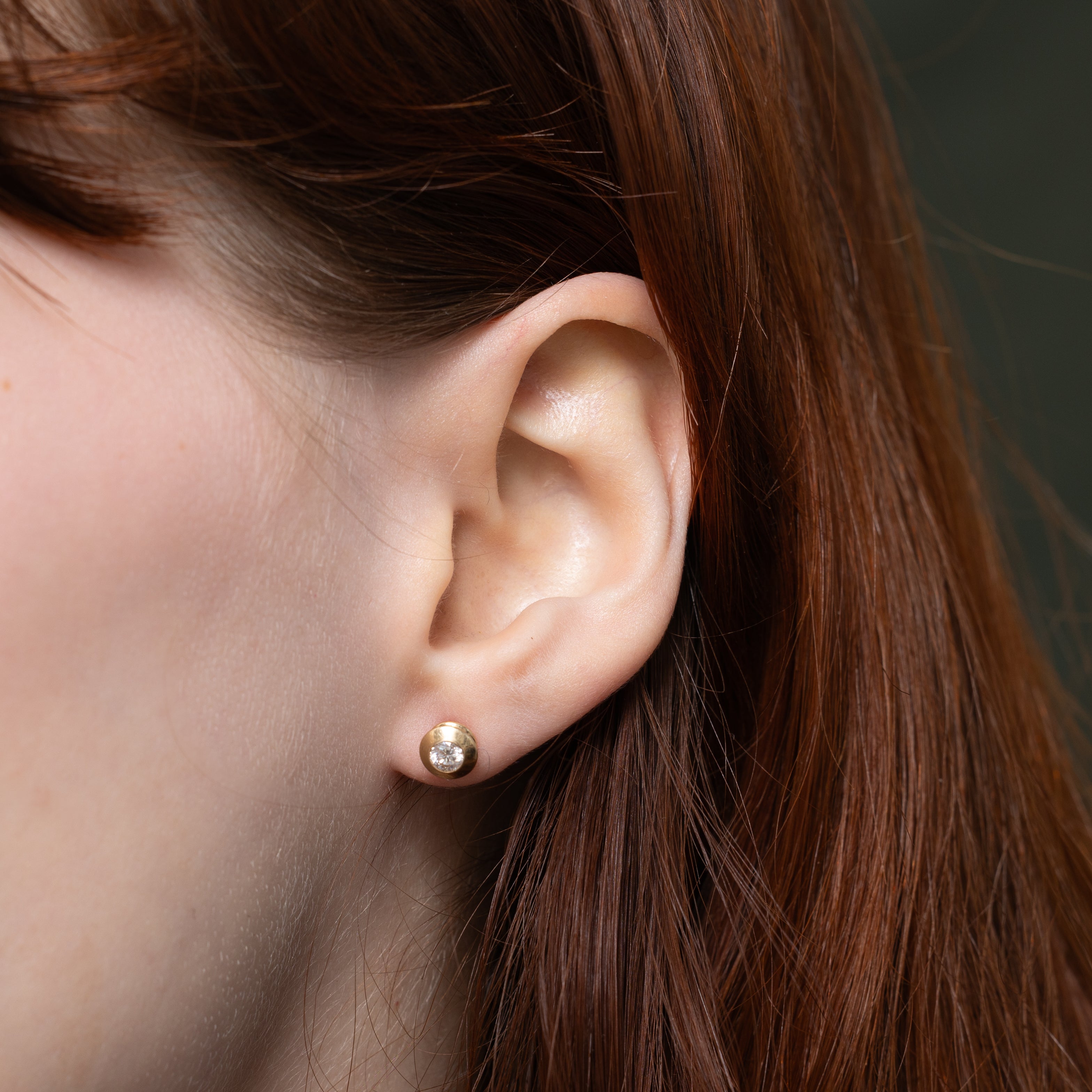 Bezel Set Diamond Roundel Stud Earrings | 0.39ctw