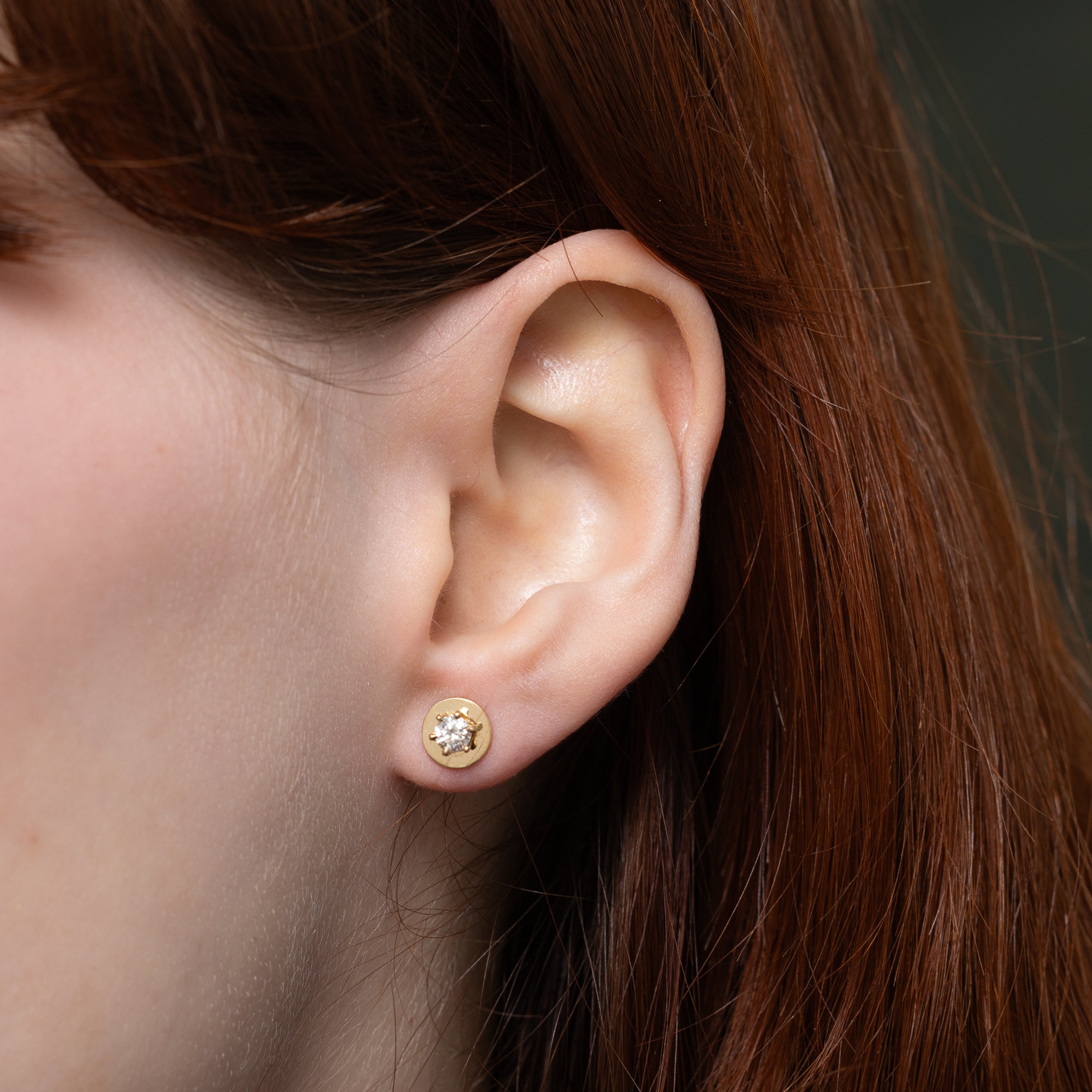 Solitaire Diamond Circle Stud Earrings | 0.39ctw