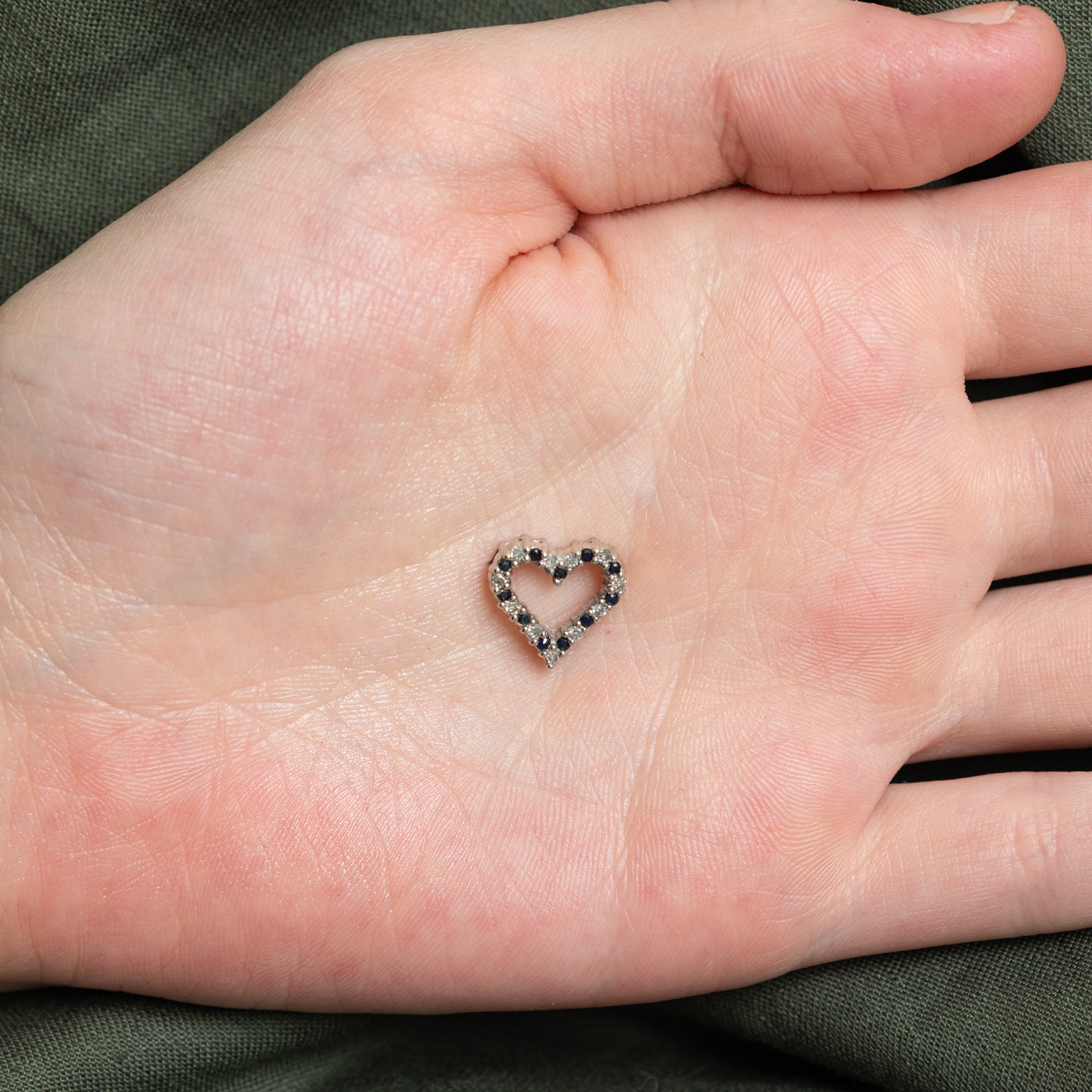 Sapphire & Diamond Open Heart Pendant