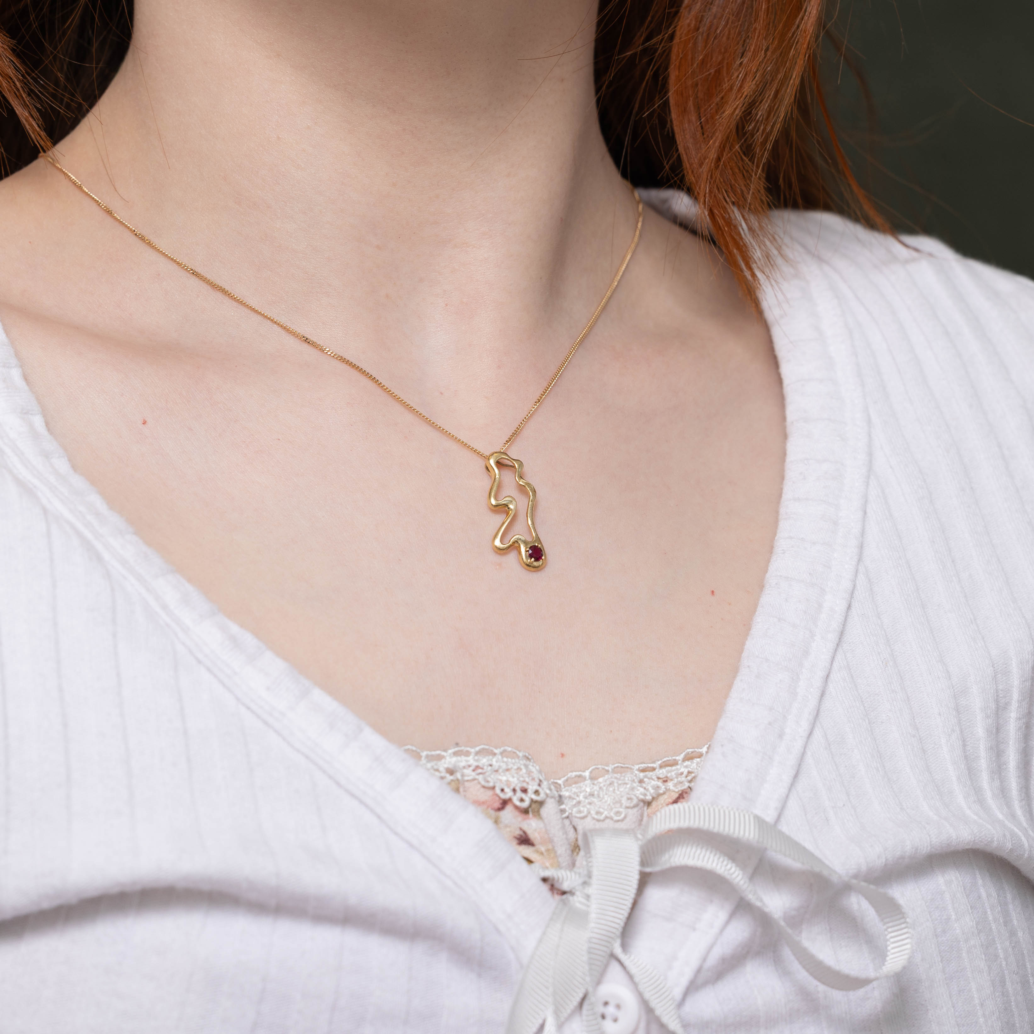14k Ruby Abstract Pendant