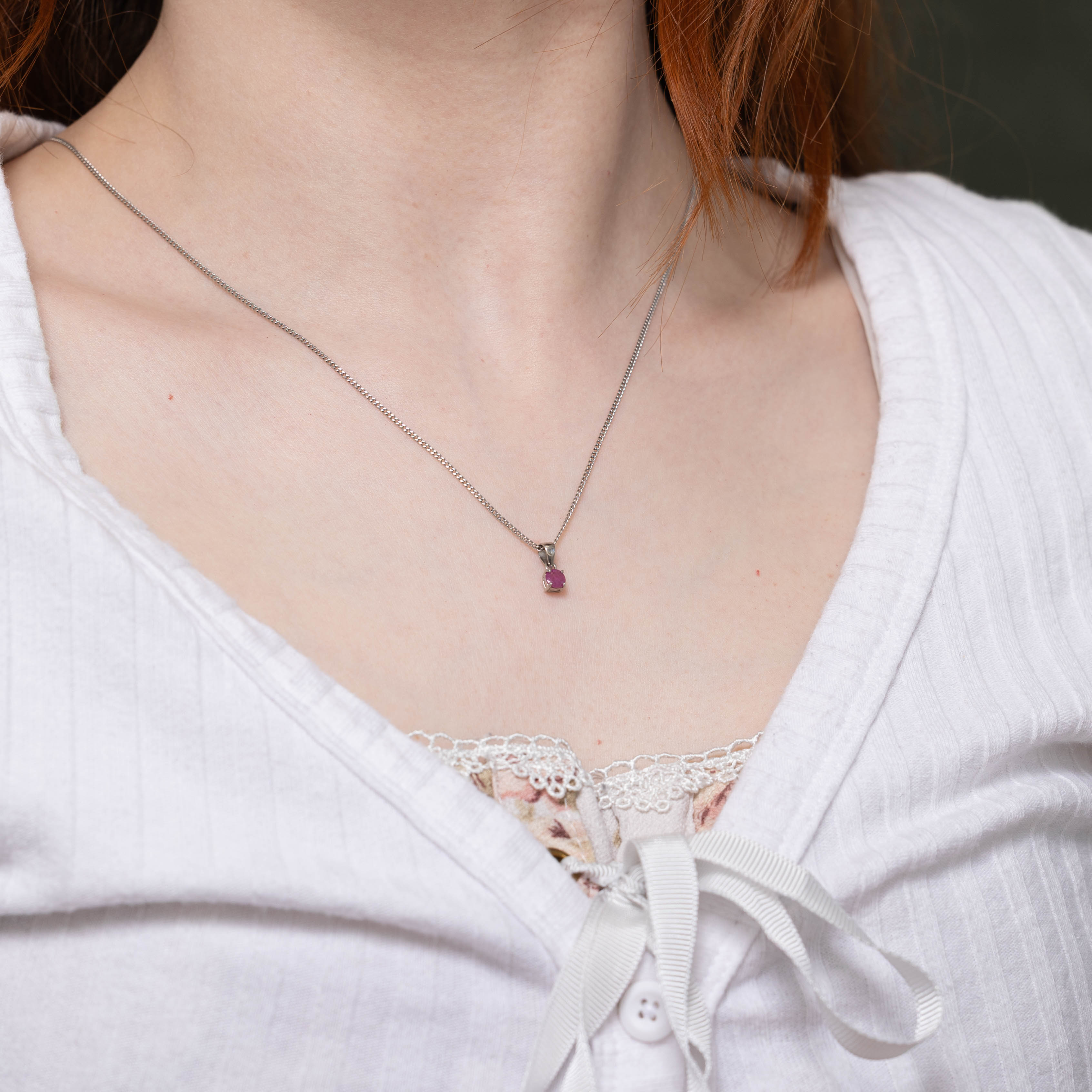 14k Solitaire Round Cut Ruby Pendant