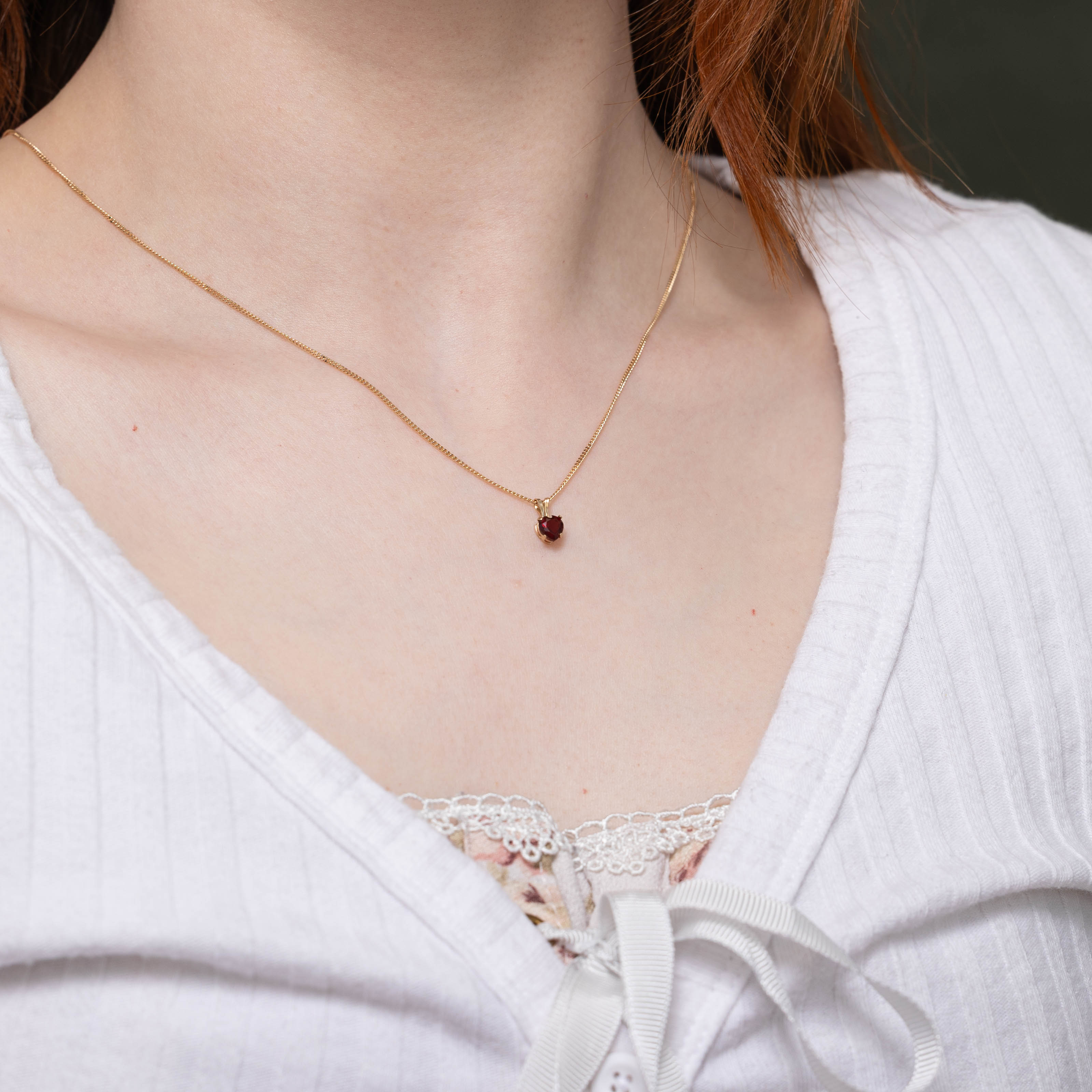 10k Heart Cut Garnet Pendant