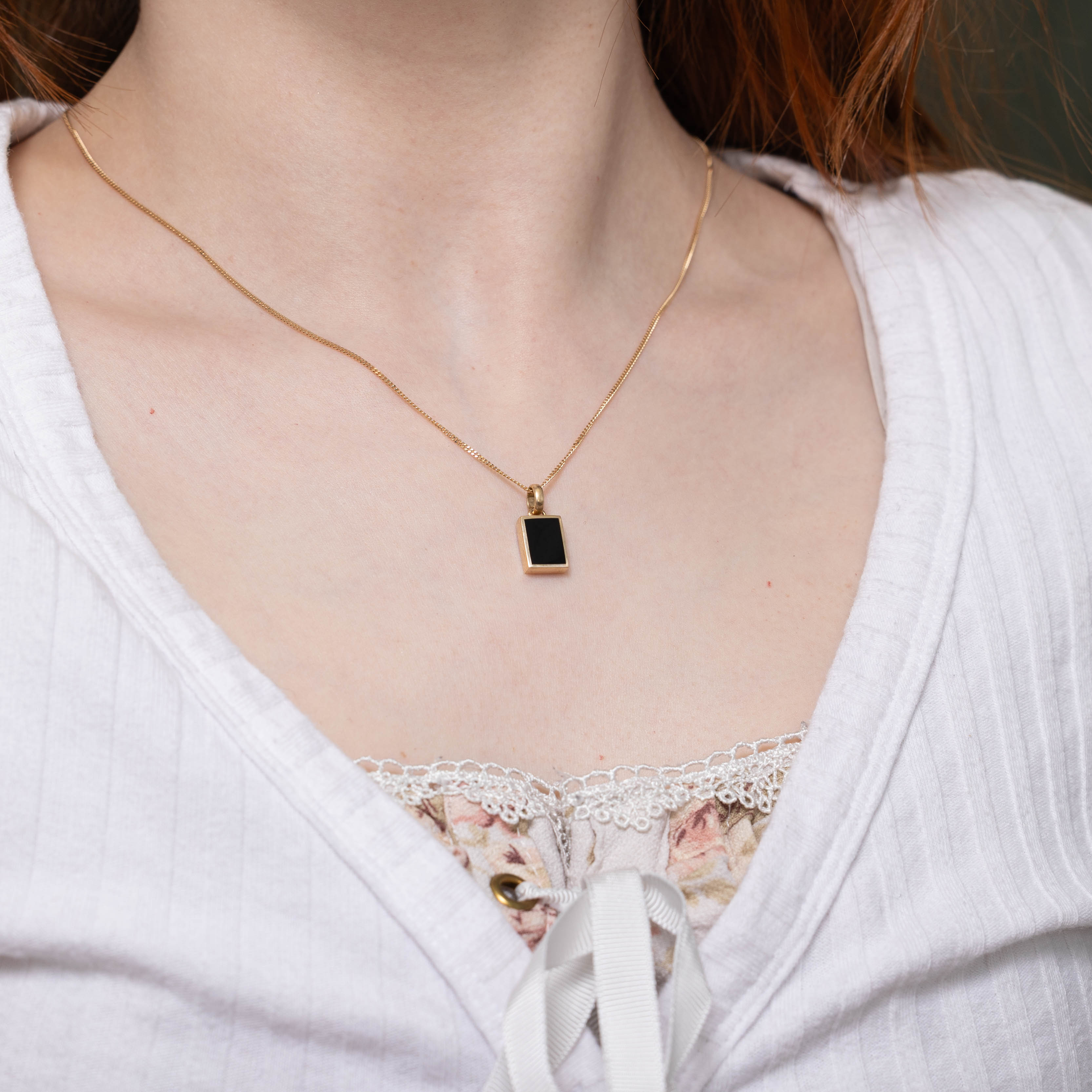 14k Onyx Tag Pendant
