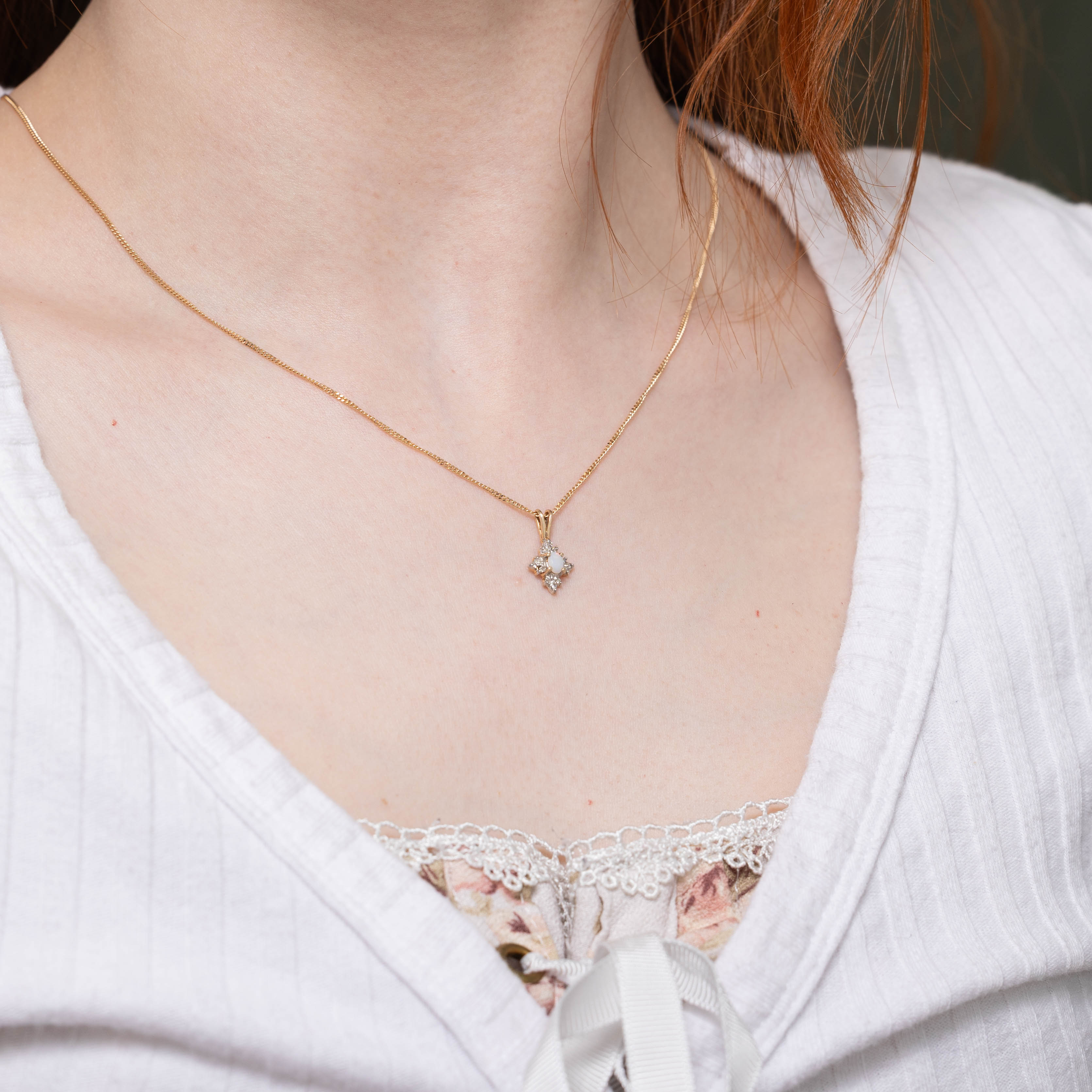 10k Opal & Diamond Pendant