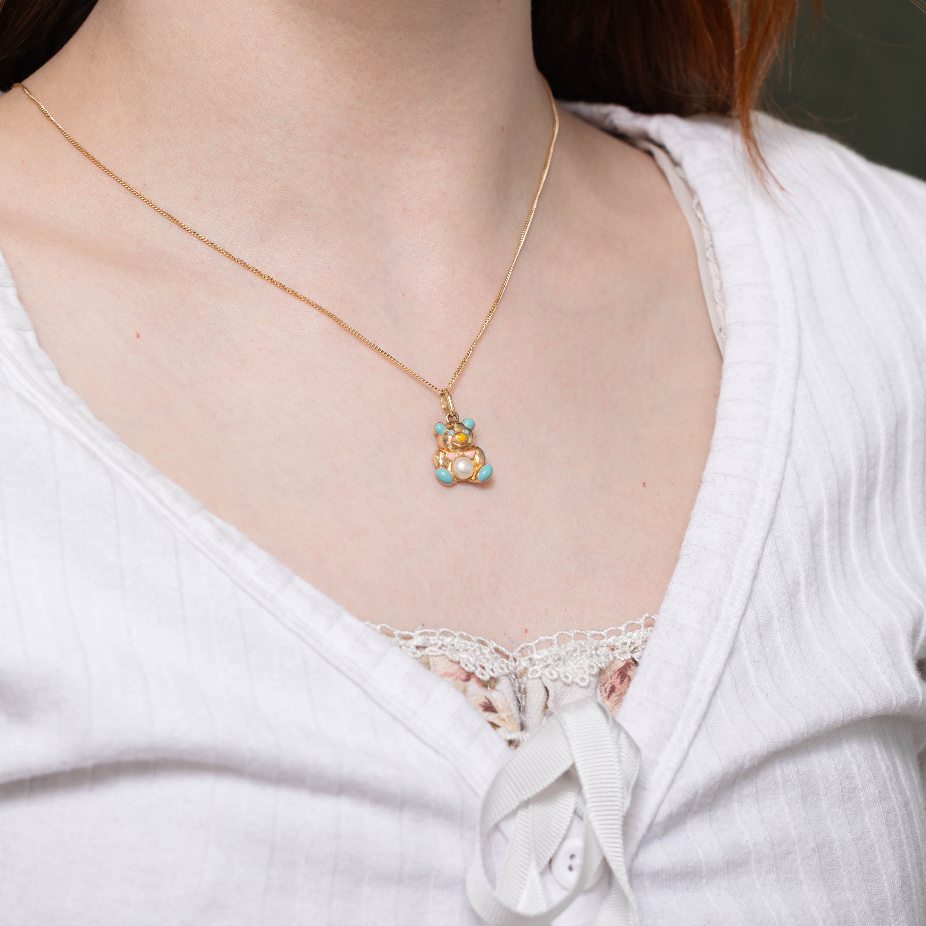 14k Pearl Teddy Bear Charm