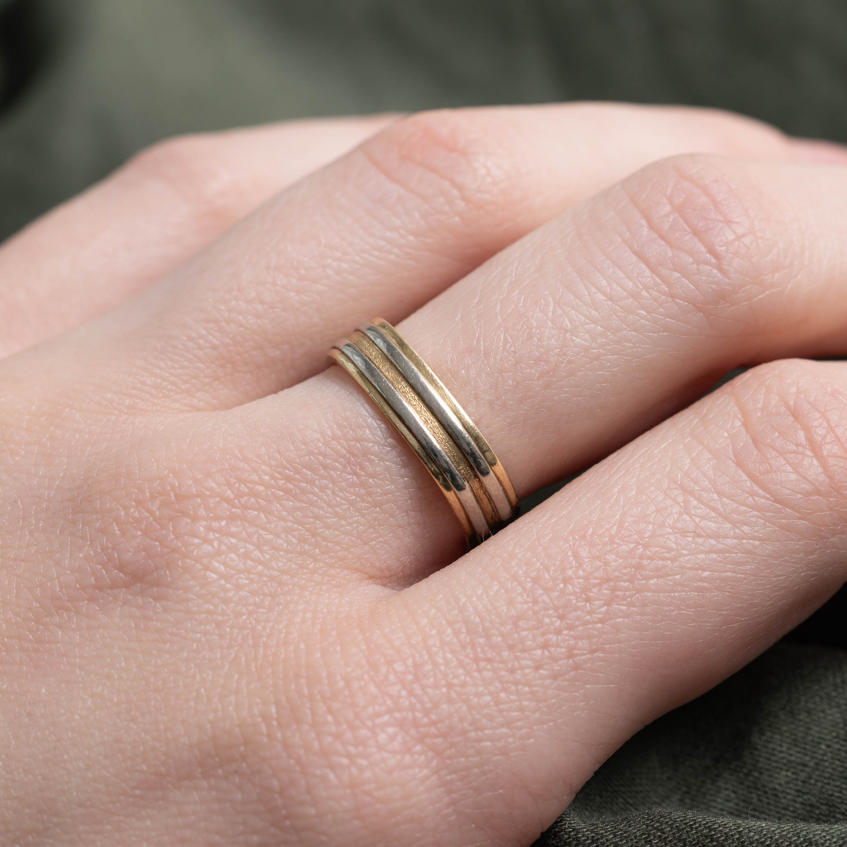 10k Two-Tone Grooved Band | 5.00mm | SZ 6