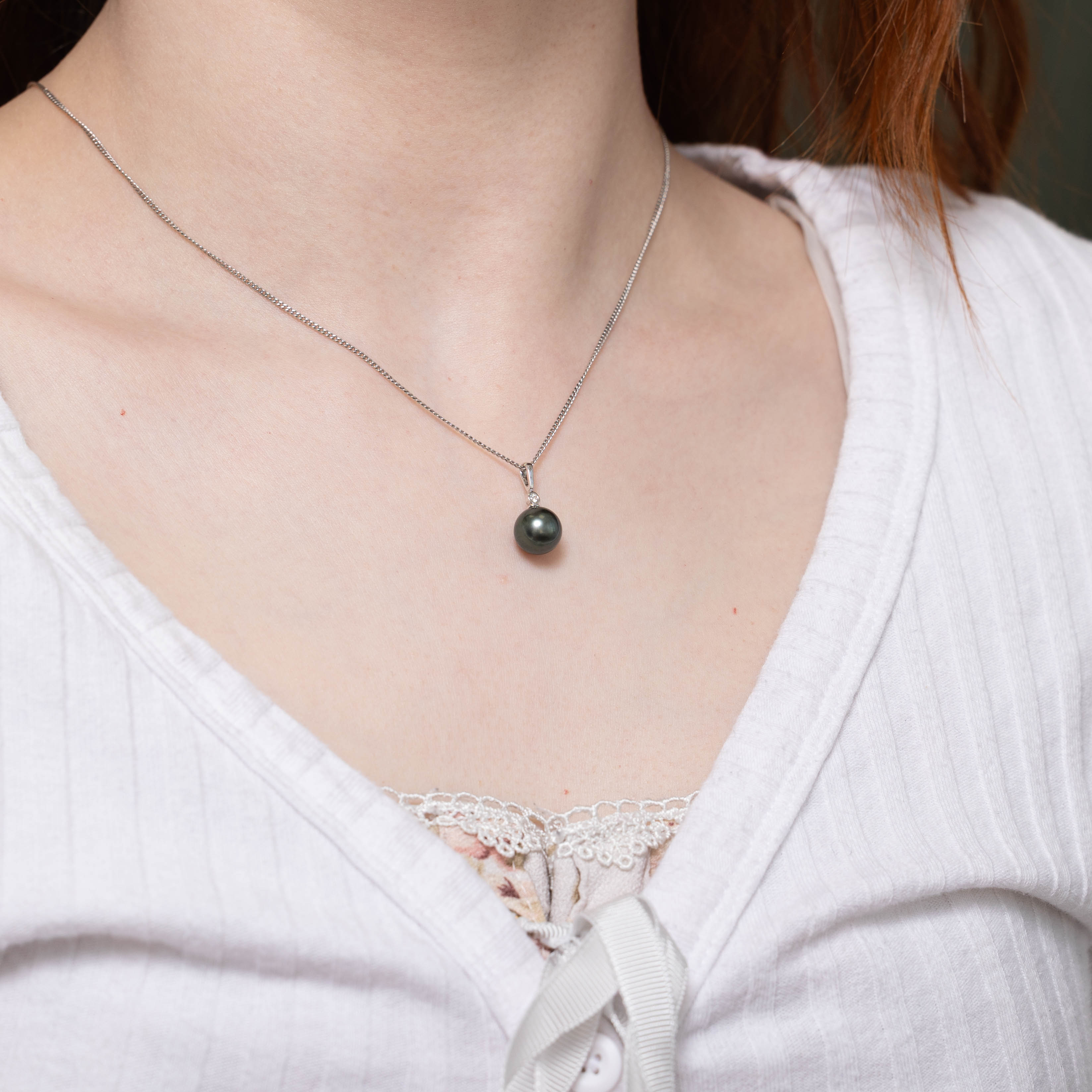 14k Pearl & Diamond Pendant