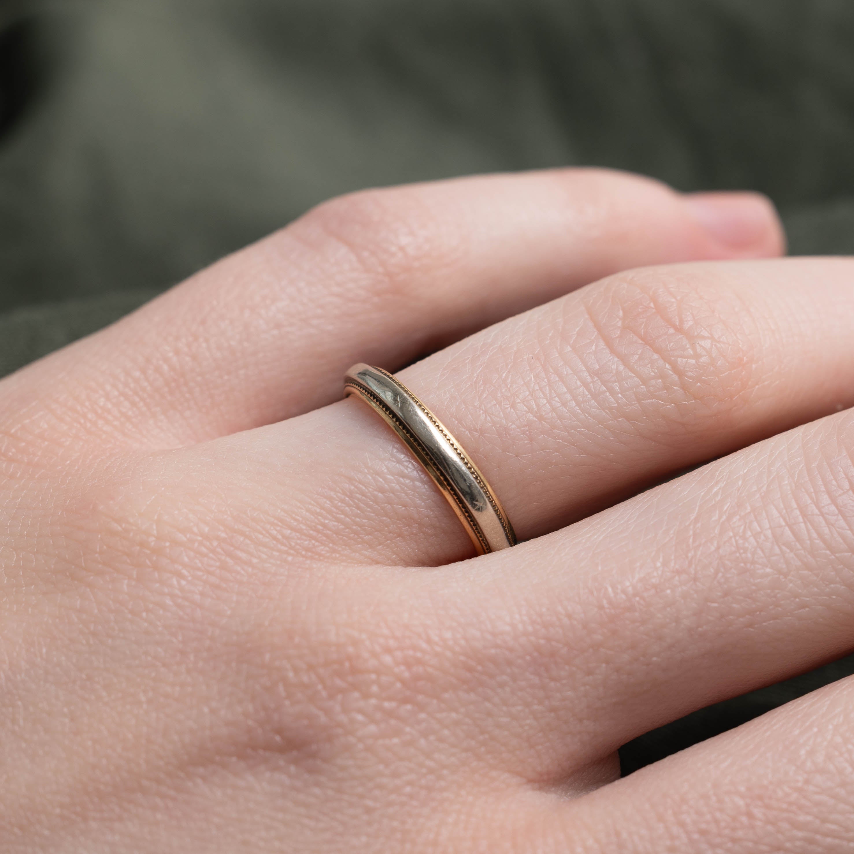 14k Two-Tone Milgrained Band | 3.20mm | SZ 5.5