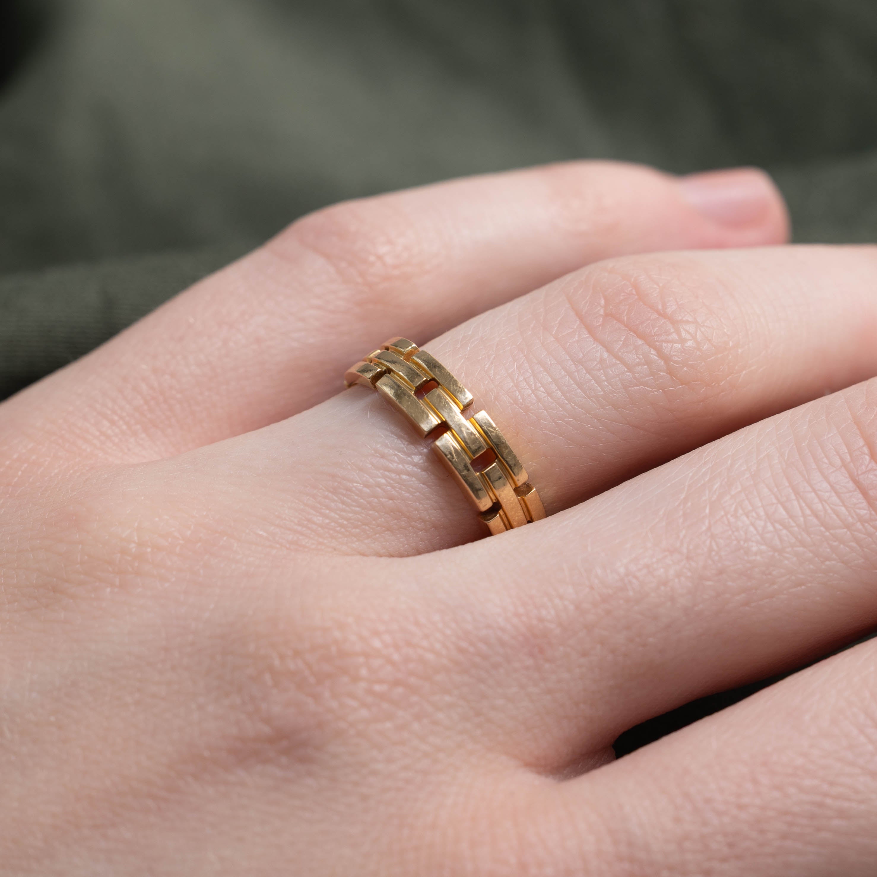 18k Yellow Gold Panther Chain Band | SZ 5.75