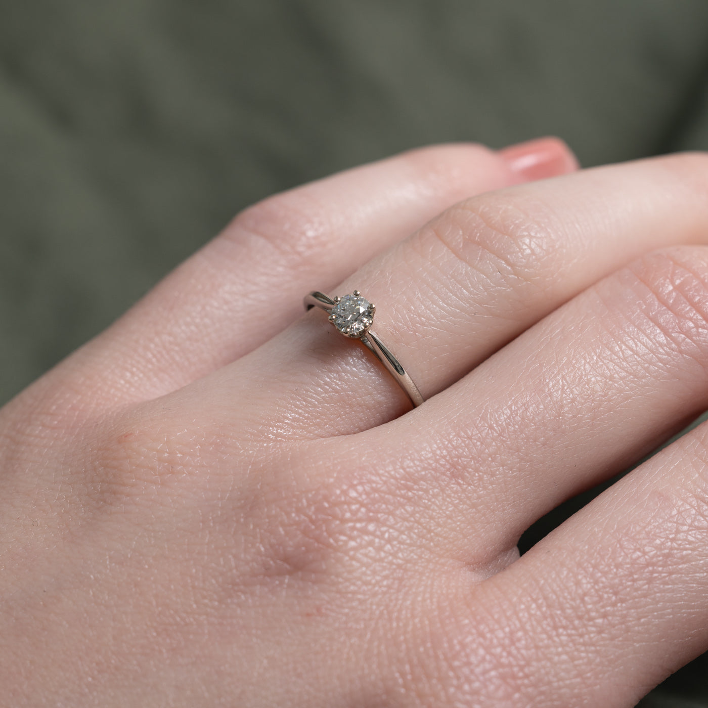 Bague solitaire en diamant taille cathédrale | 0,27 ct | Taille 5,5