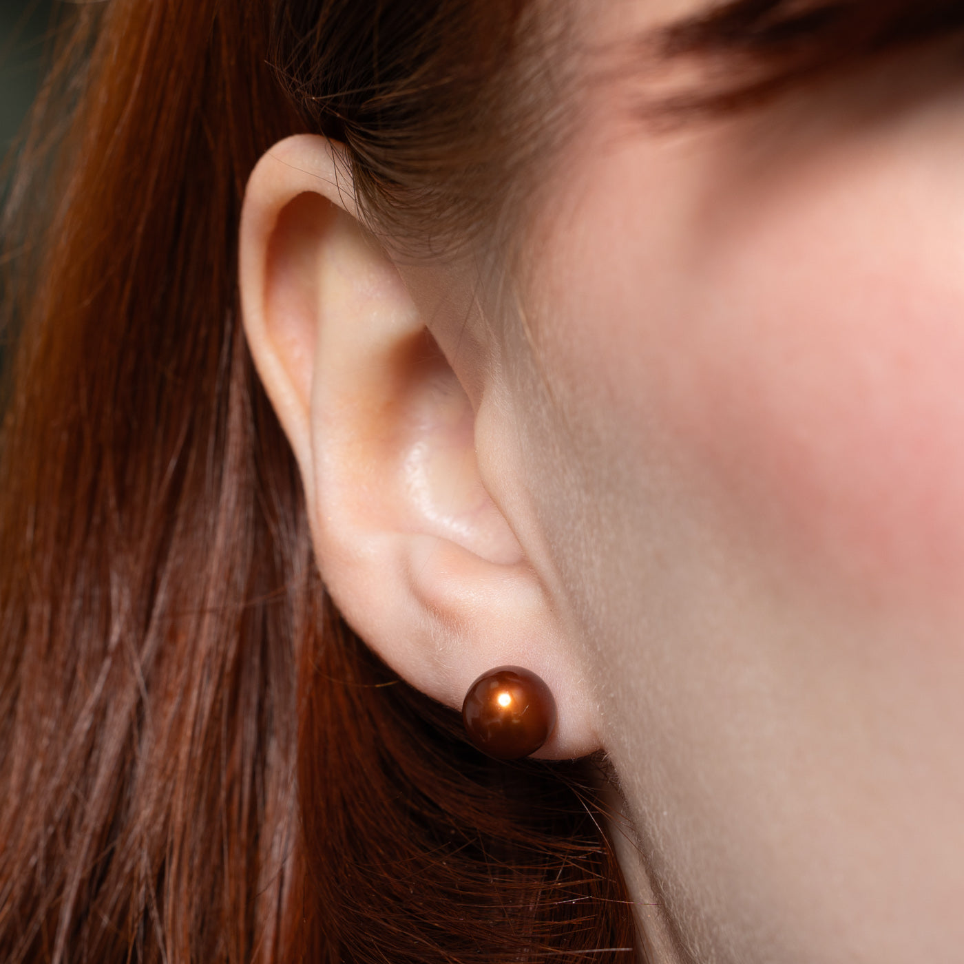 Chocolate Pearl Stud Earrings