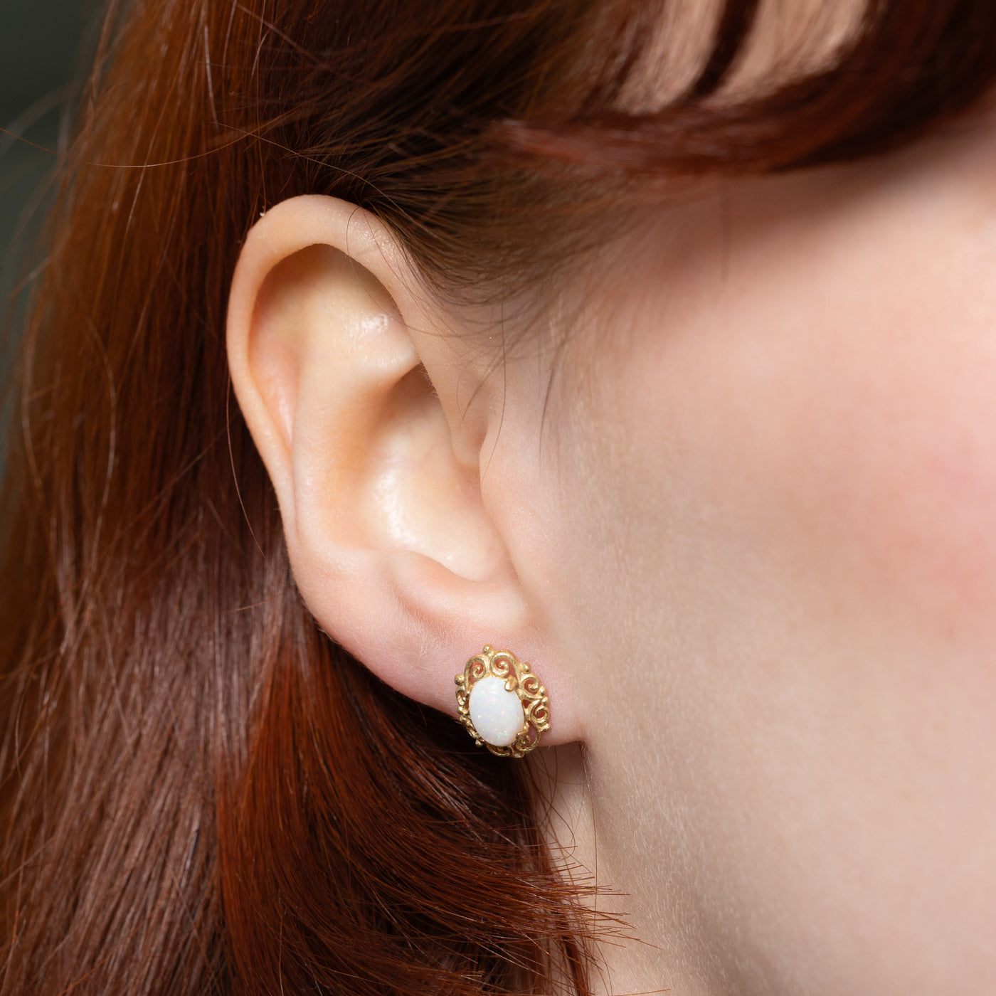 9K Opal Ornate Stud Earrings | 1.20ctw