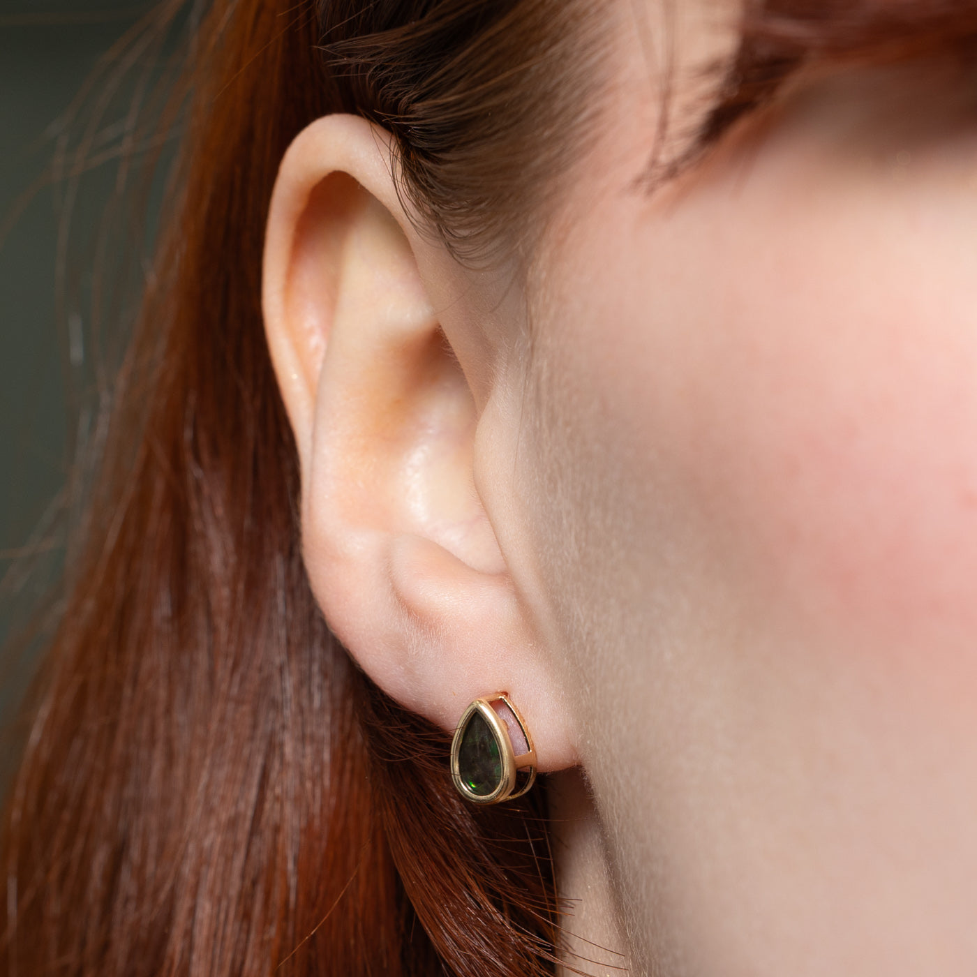 14K Pear Cut Ammolite Stud Earrings | 0.80ctw