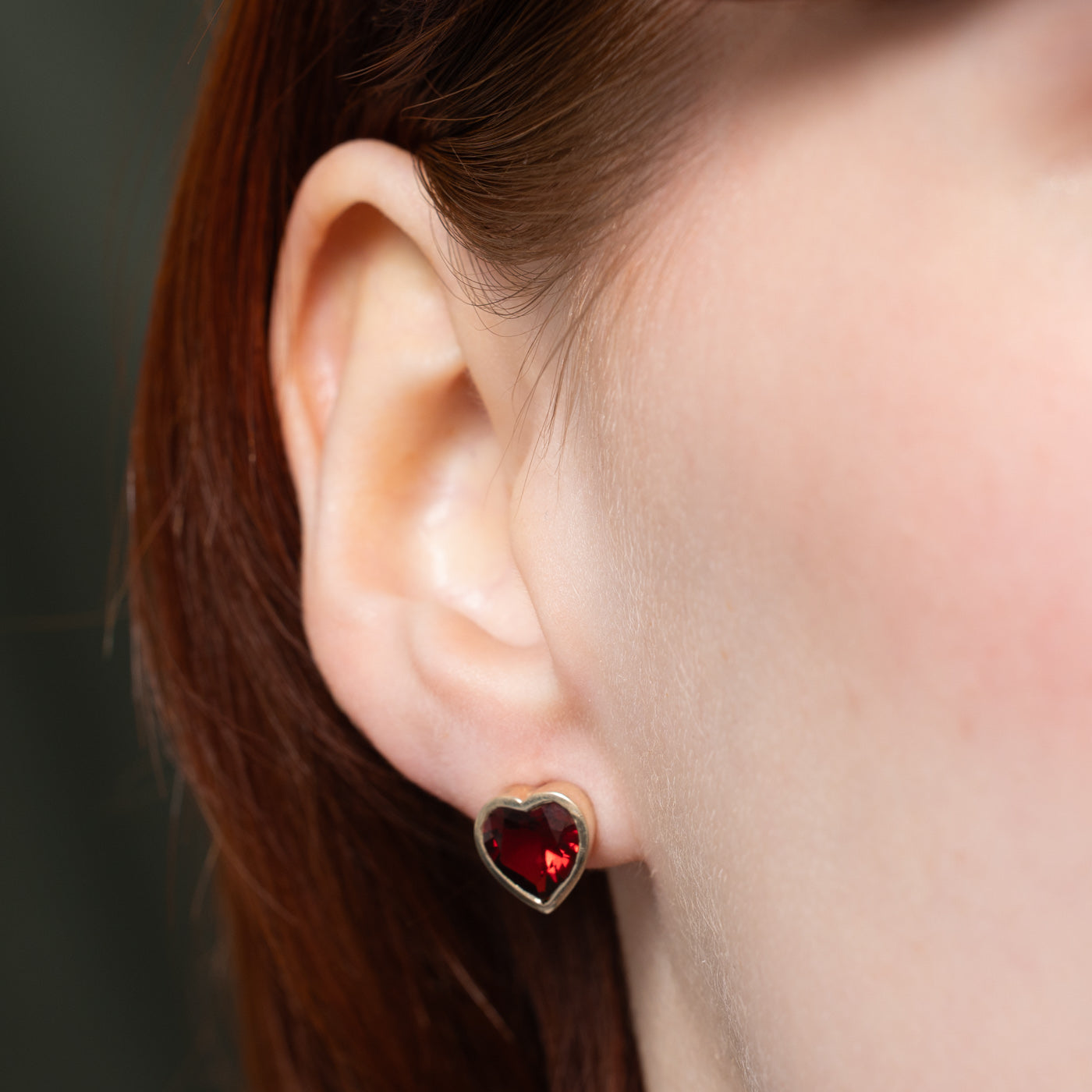 Bezel Set Heart Cut Garnet Stud Earrings | 4.00ctw