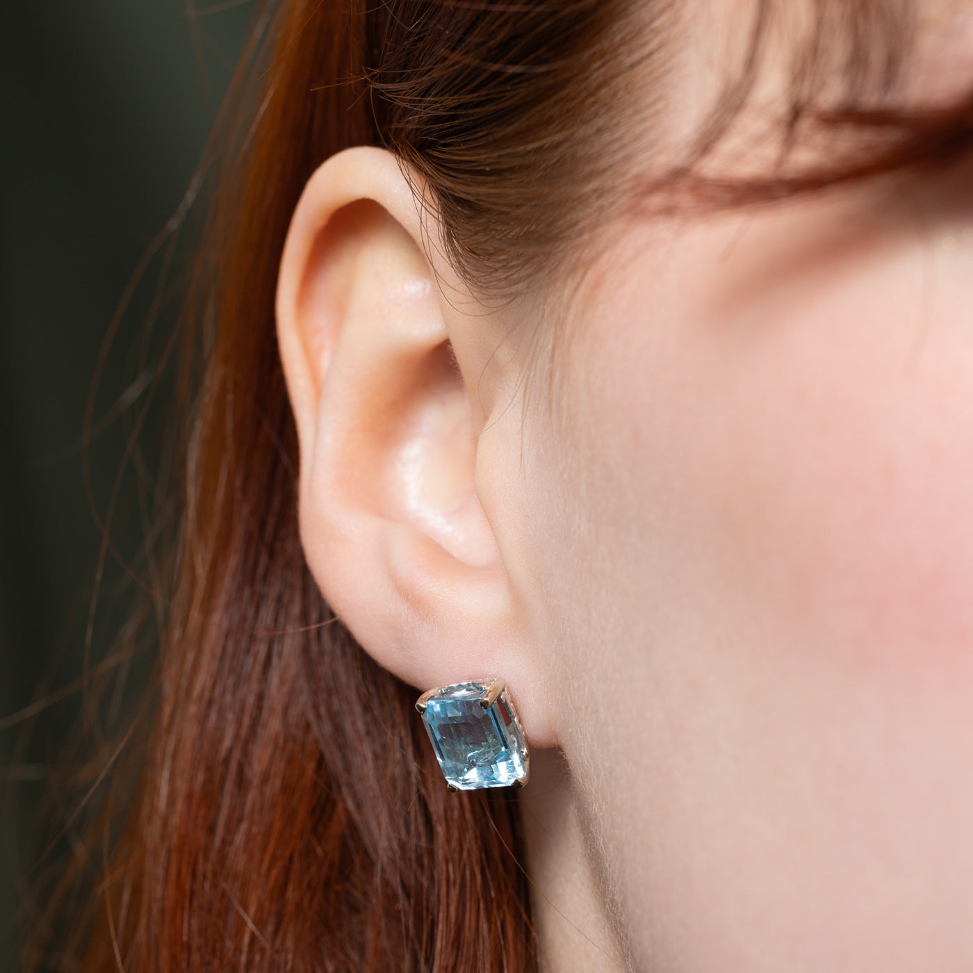14K Blue Topaz Stud Earrings | 8.00ctw