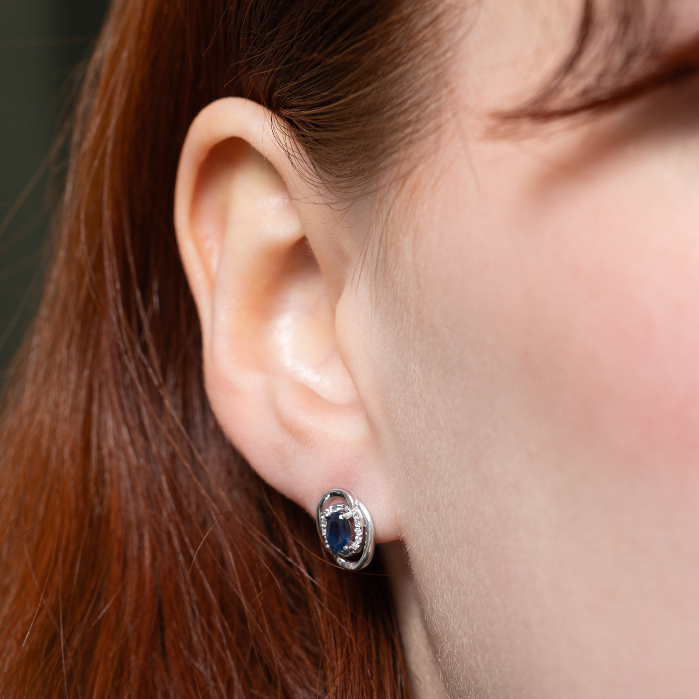 Sapphire & Diamond Stud Earrings | 0.44ctw, 0.04ctw