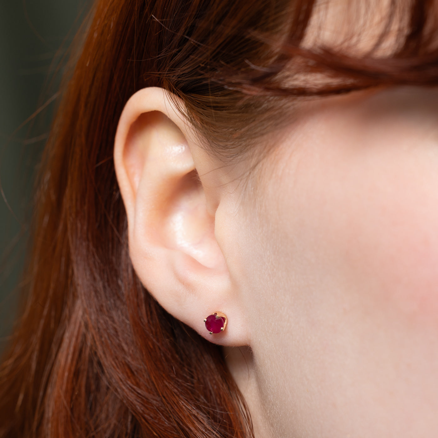 14K Round Cut Ruby Stud Earrings | 0.64ctw