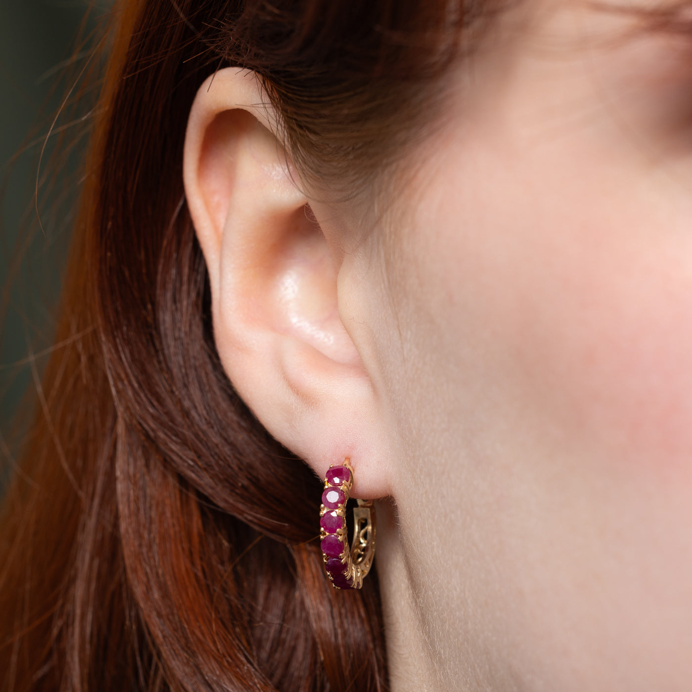 10K Ruby Hoop Earrings | 2.08ctw