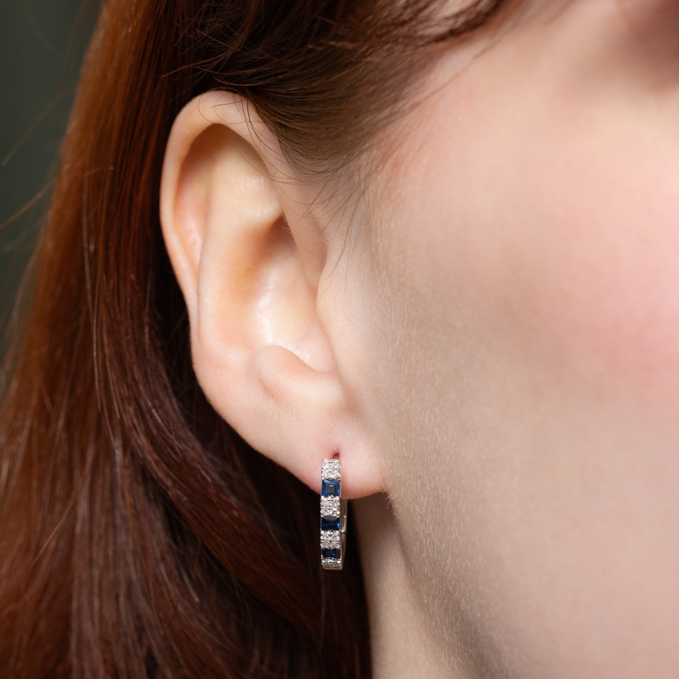Boucles d'oreilles créoles saphir et diamants | 0,24 ct, 0,16 ct