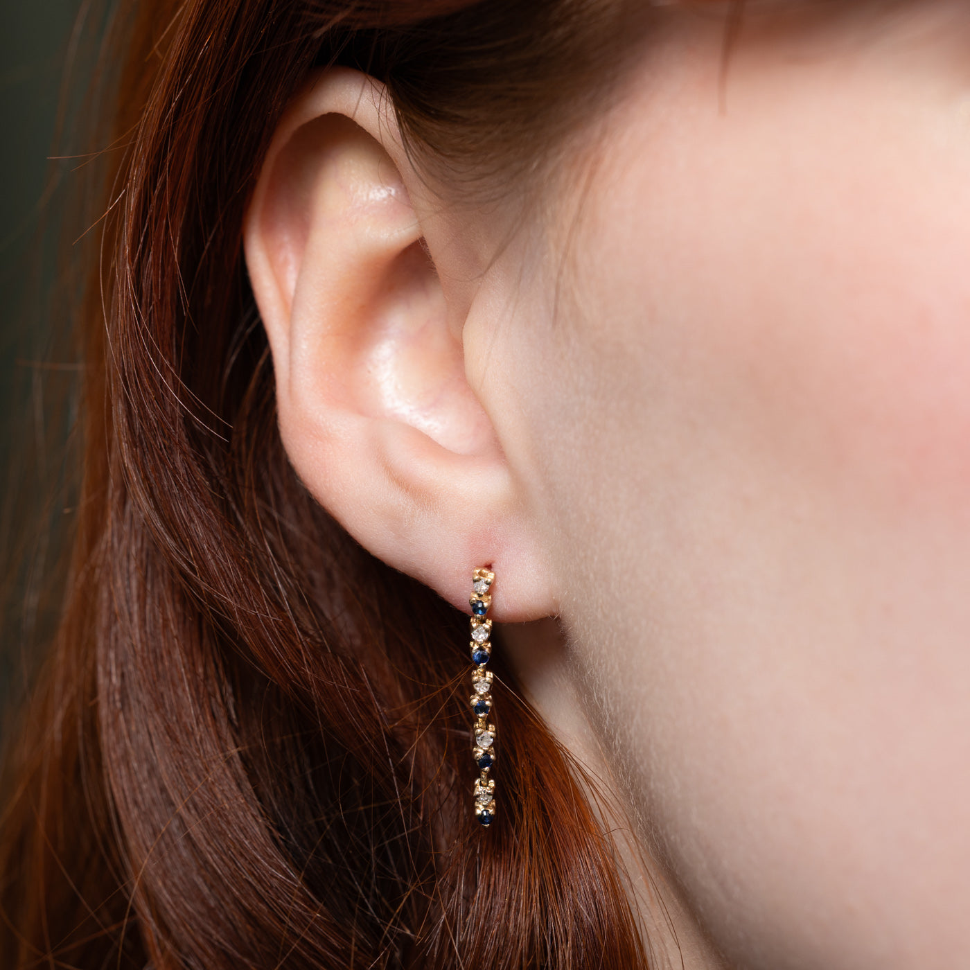 Sapphire & Diamond Drop Earrings | 0.30ctw, 0.10ctw