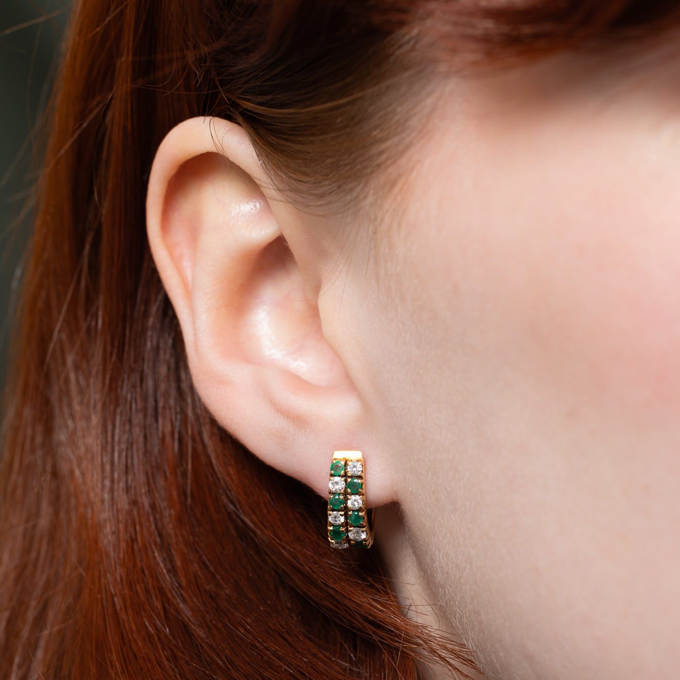 Emerald & Diamond Checkerboard Earrings | 0.48ctw, 0.48ctw