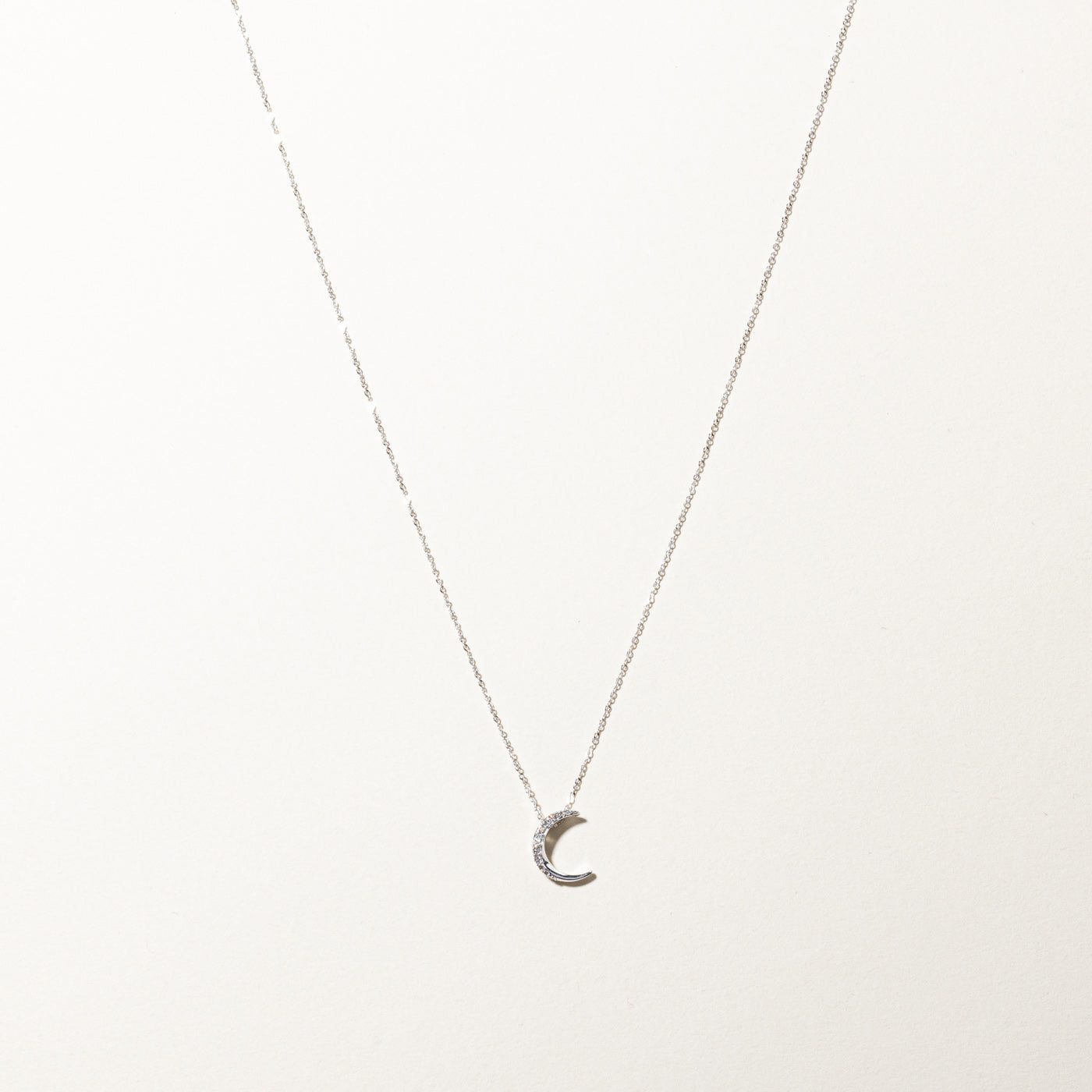 Diamond Half Moon Pendant Necklace | 0.06ctw | 18"|