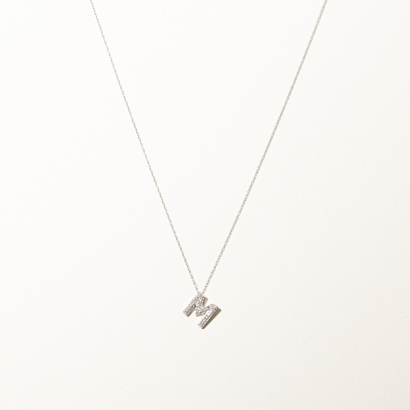 Diamond M Letter Pendant Necklace | 0.11ctw | 18"|