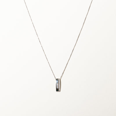 Pave Diamond Bar Pendant Necklace | 0.13ctw | 18