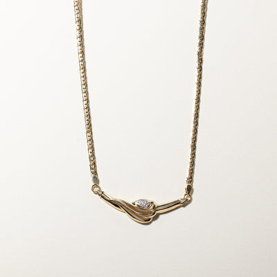 Cluster Diamond Textured Gold Necklace | 0.08ctw | 18