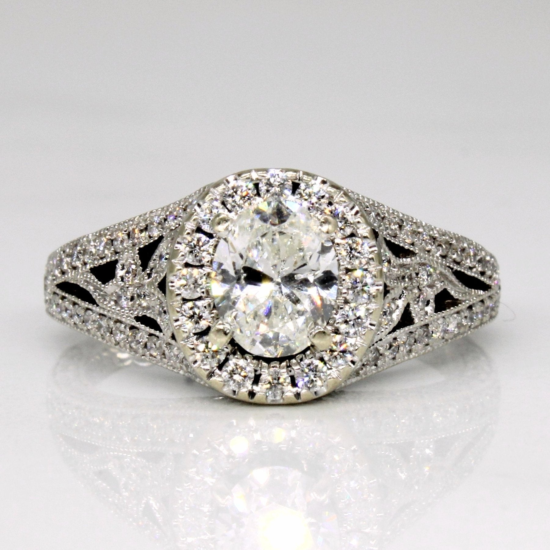 'Neil Lane' Oval Cut Diamond Halo 14k Ring | 0.68ct, 0.84ctw | SZ 4.25 | - 100 Ways