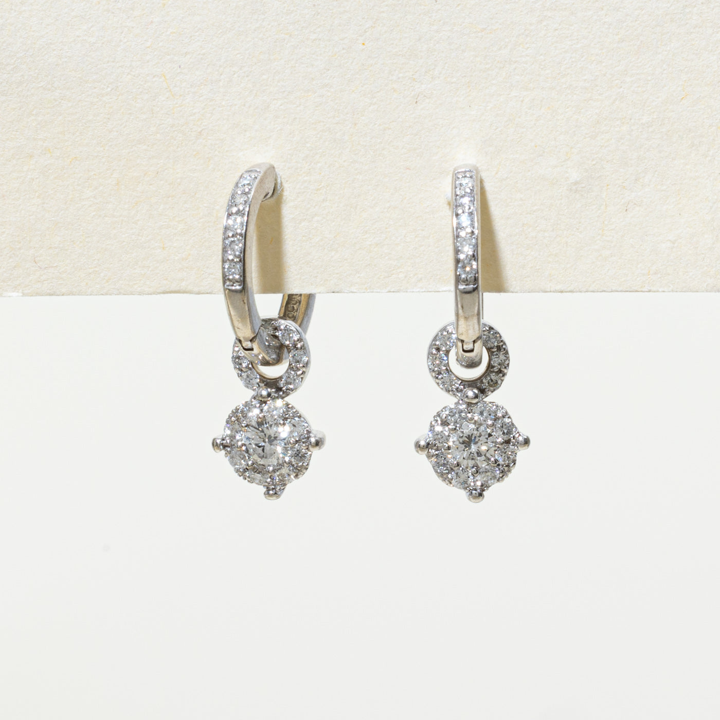 Diamond Halo Drop Earrings | 0.5ctw |