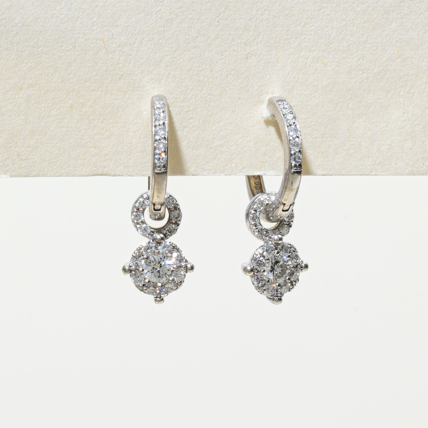 Diamond Halo Drop Earrings | 0.5ctw |