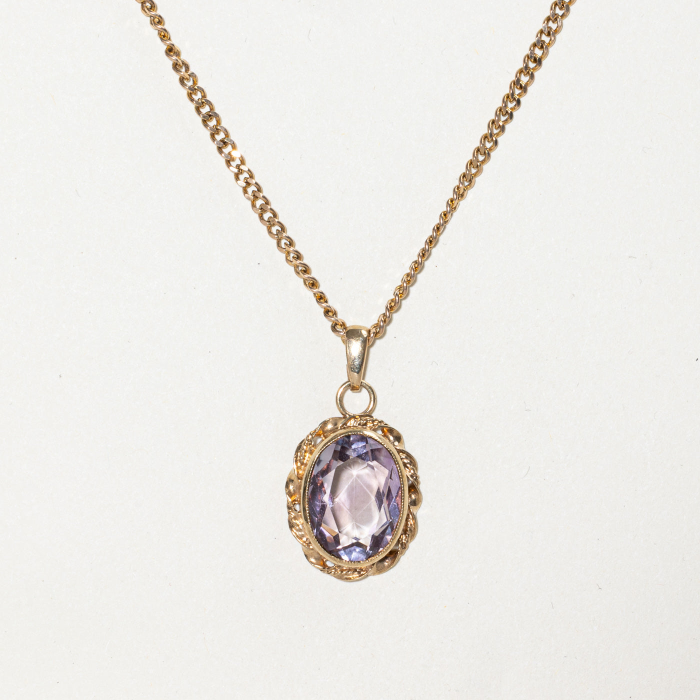Collier pendentif à maillons cubains en améthyste de Birmingham des années 1970 | 6,65 ct | 45,7 cm |