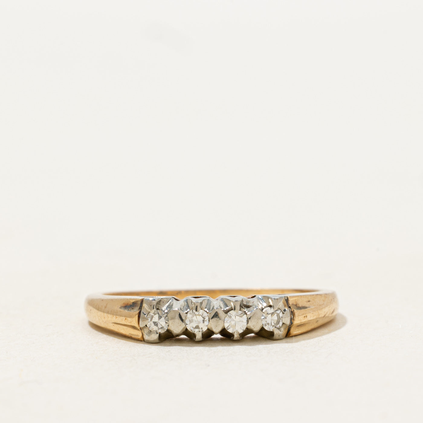 達*人様 HW 2 rings Two Tone Gold Three Stone Diamond Ring | SZ 6