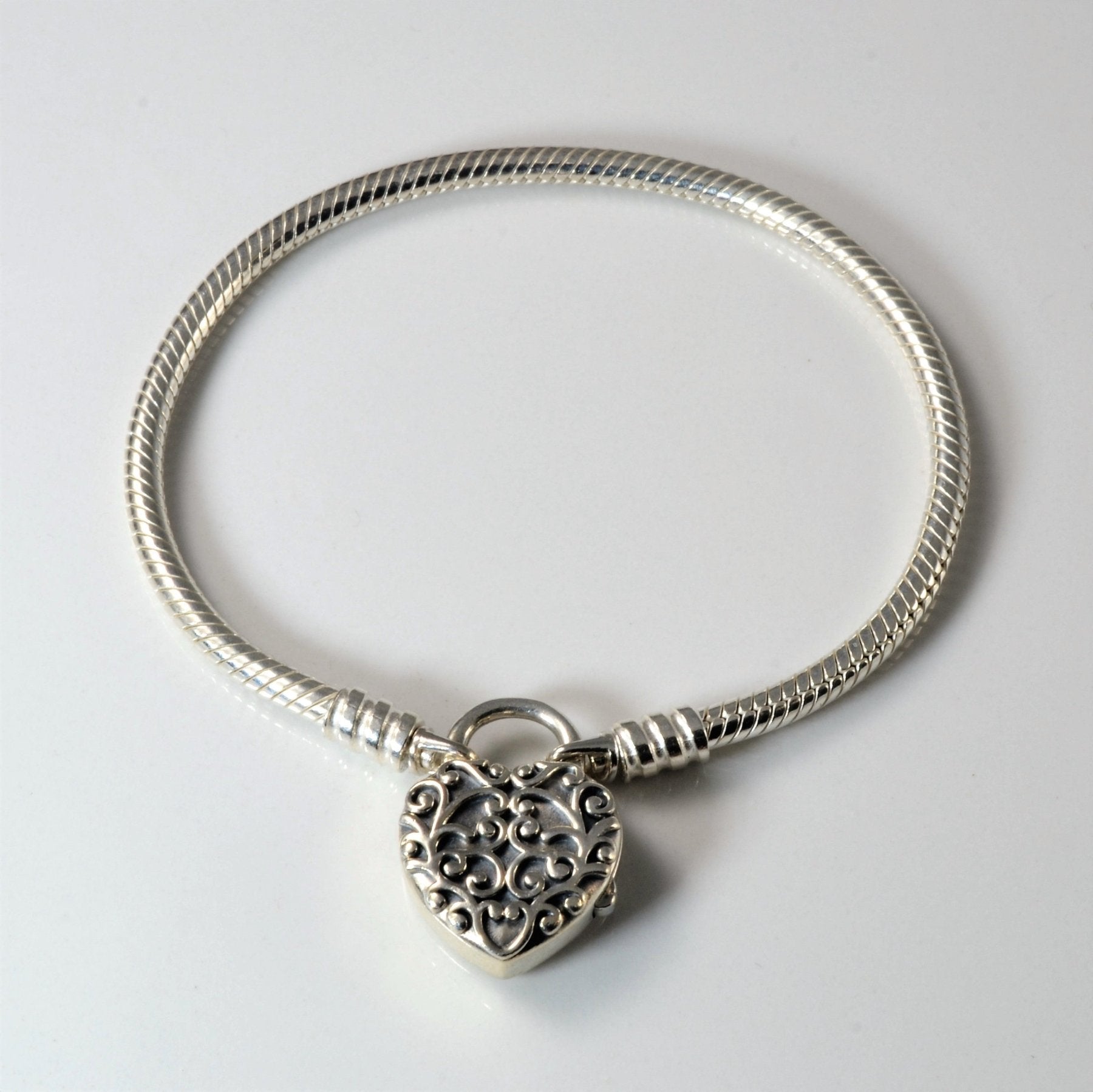 'Pandora' Regal Heart Padlock Clasp Bracelet | 6.5" | - 100 Ways