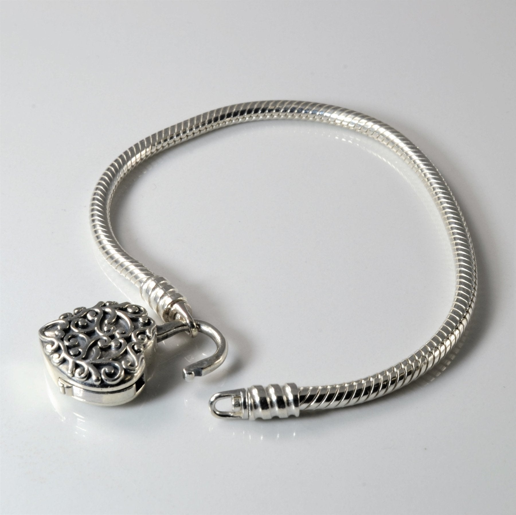 'Pandora' Regal Heart Padlock Clasp Bracelet | 6.5" | - 100 Ways