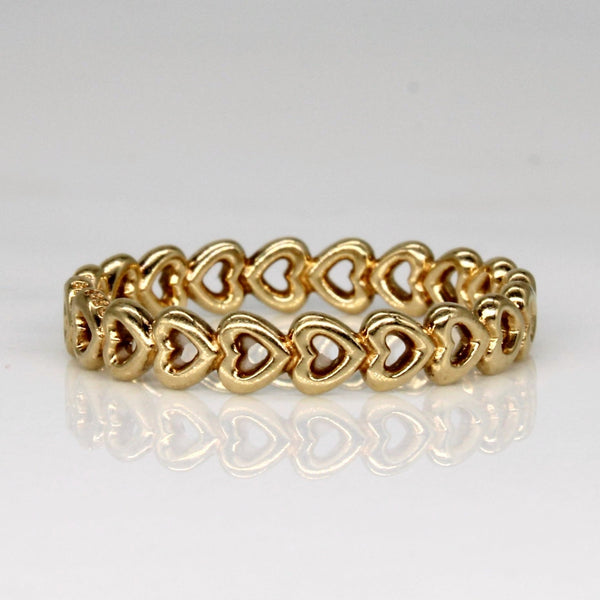 'Pandora' Yellow Gold Band of Hearts Ring | SZ 6.75 |