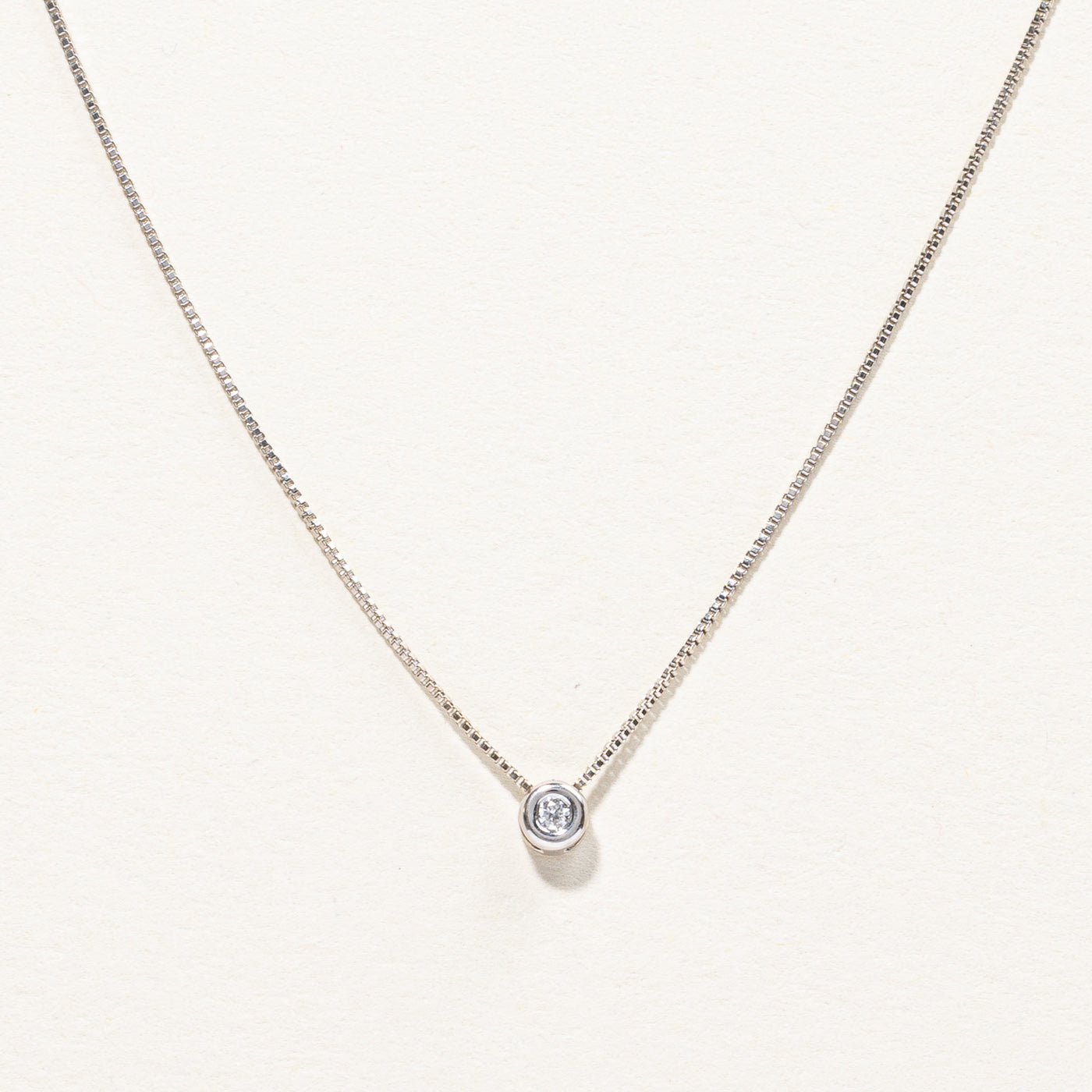 Bezel Set Diamond Pendant Necklace | 0.03ct | 16"|